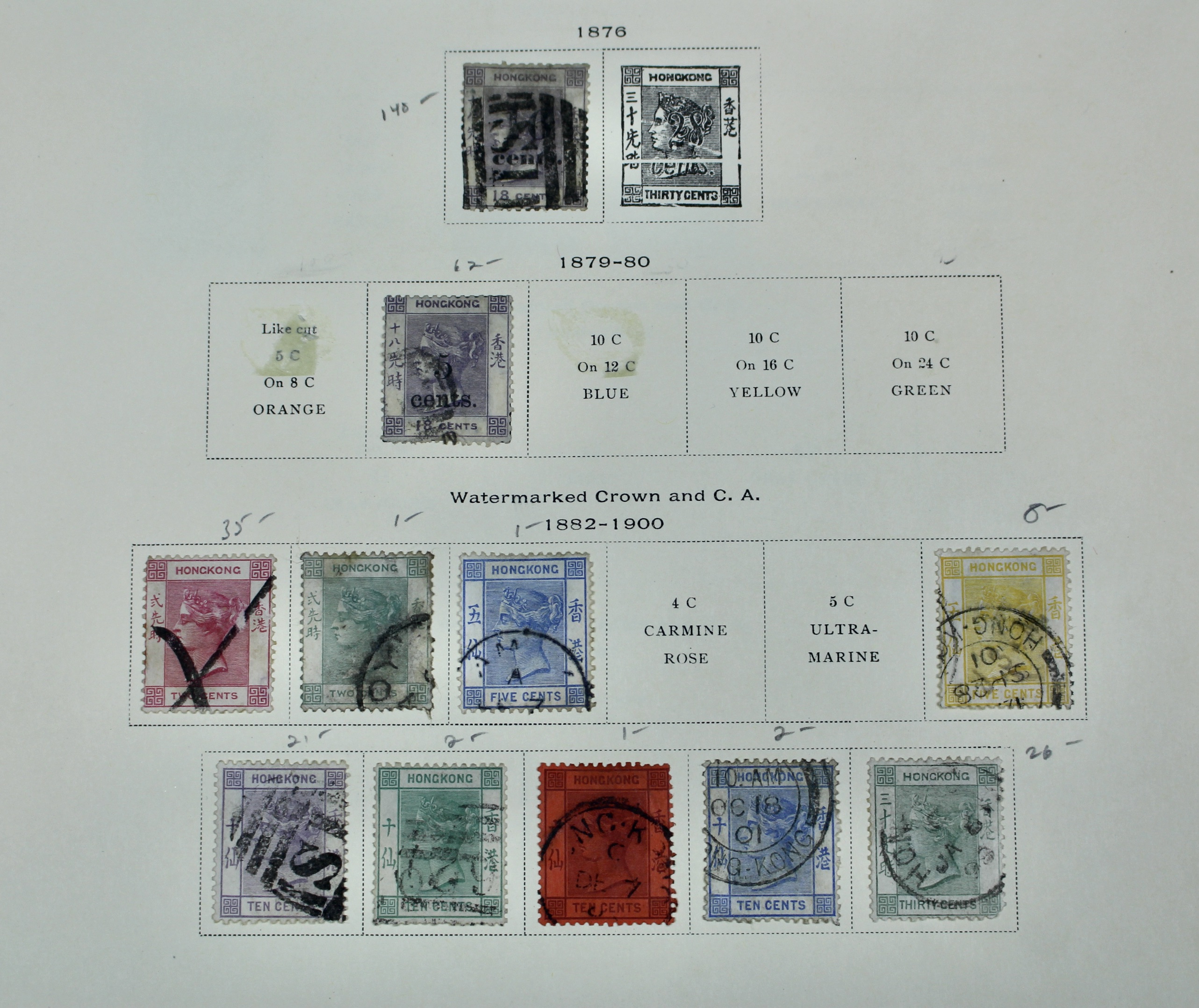Early Hong Kong Postage Stamp Collection