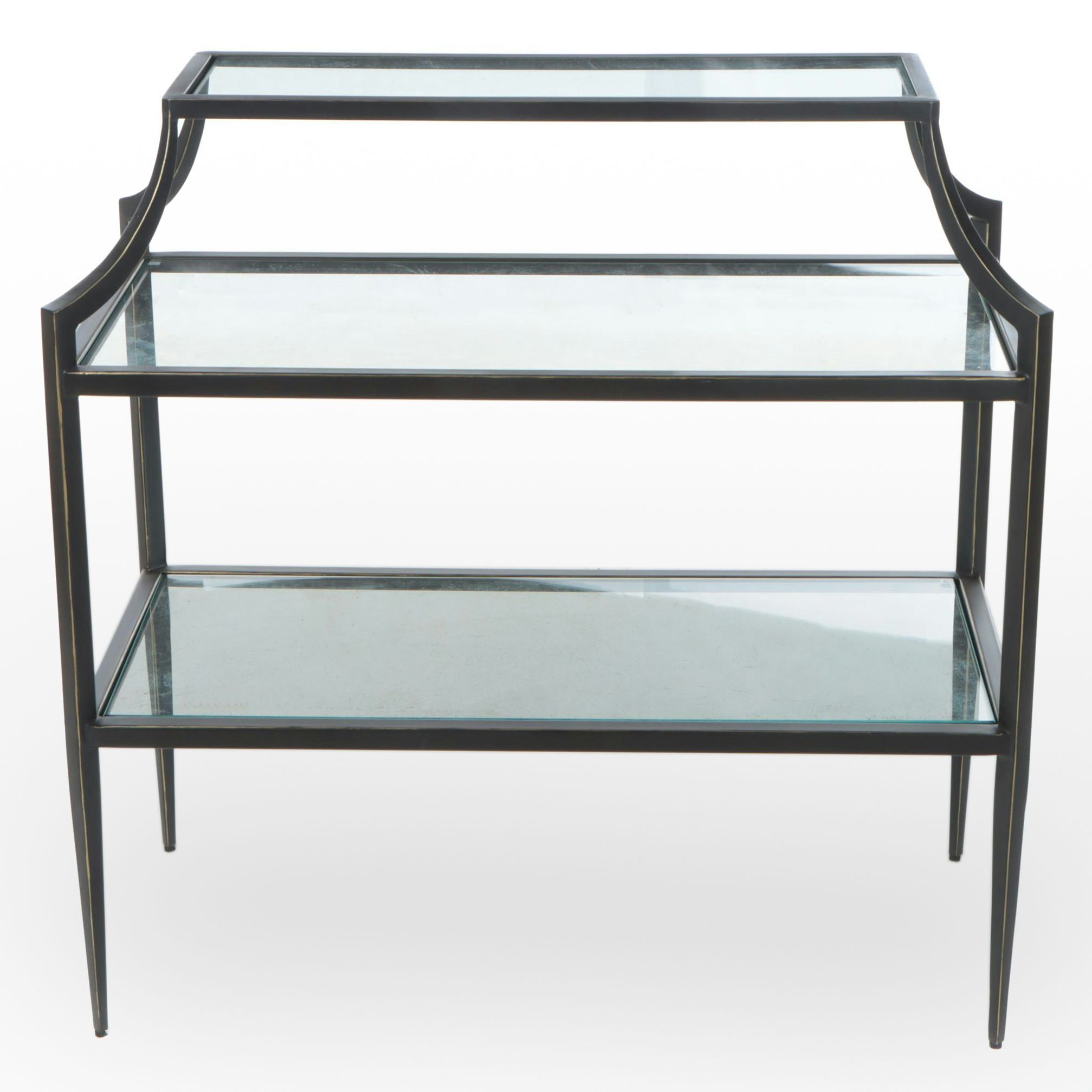 Metal and Glass 3-Tier Console Table