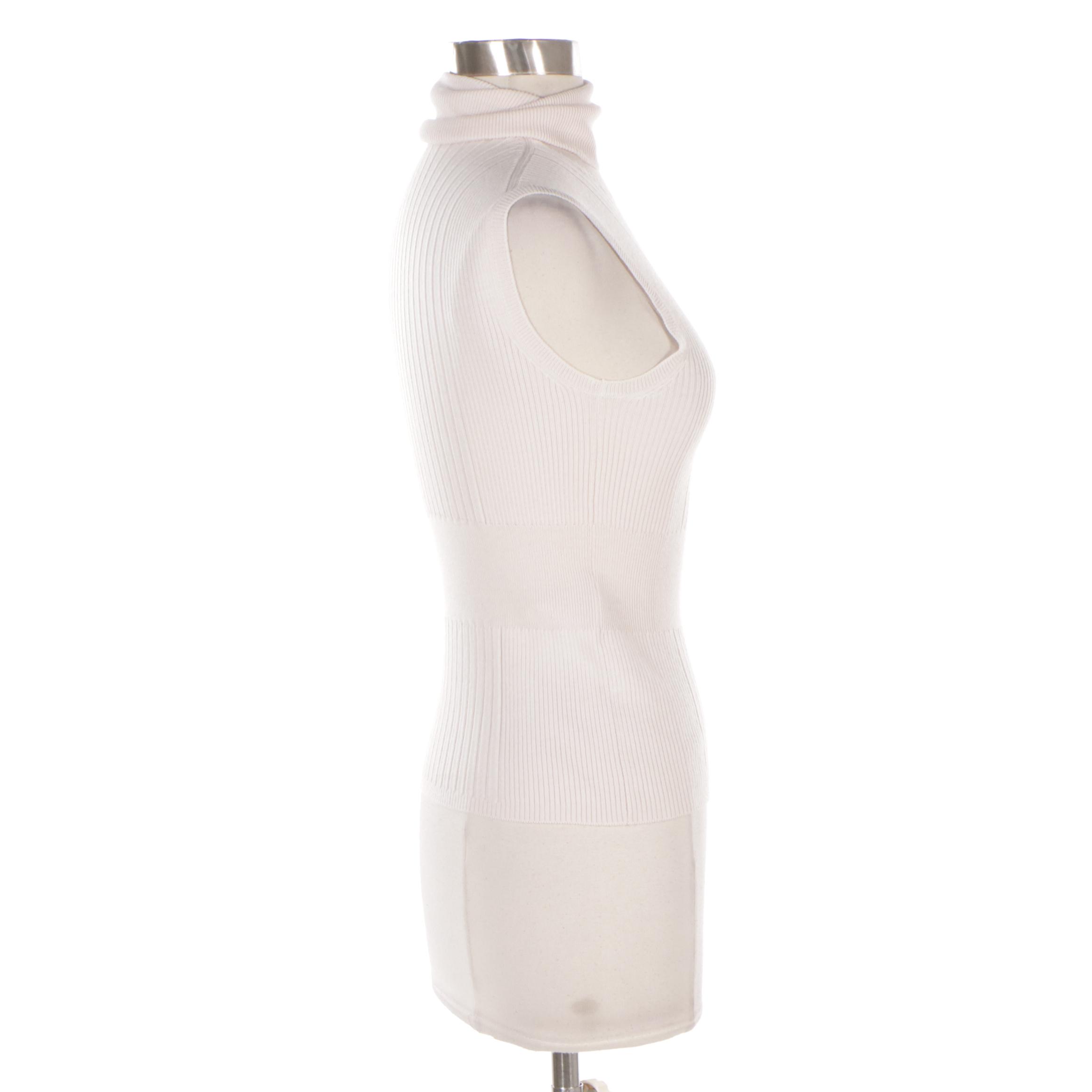 Prada Wool Knit Turtleneck Sleeveless Top