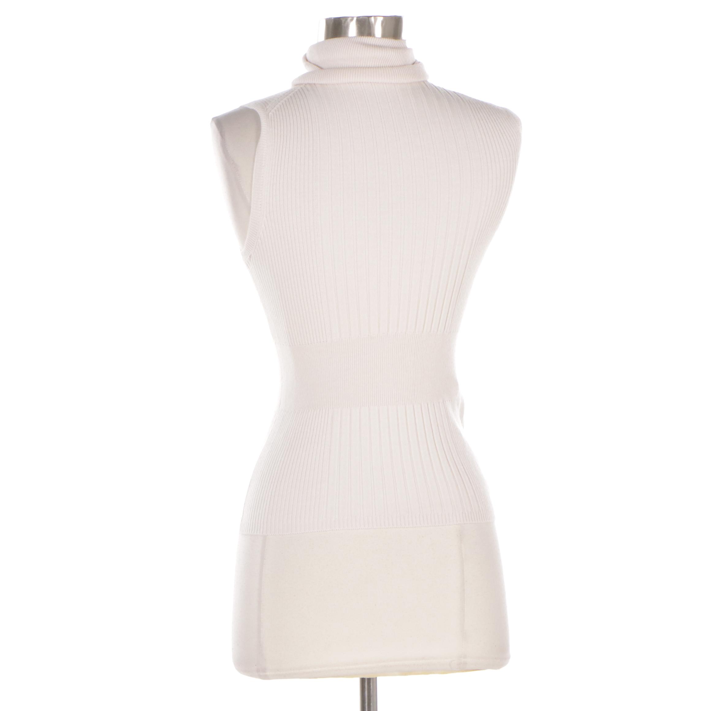 Prada Wool Knit Turtleneck Sleeveless Top