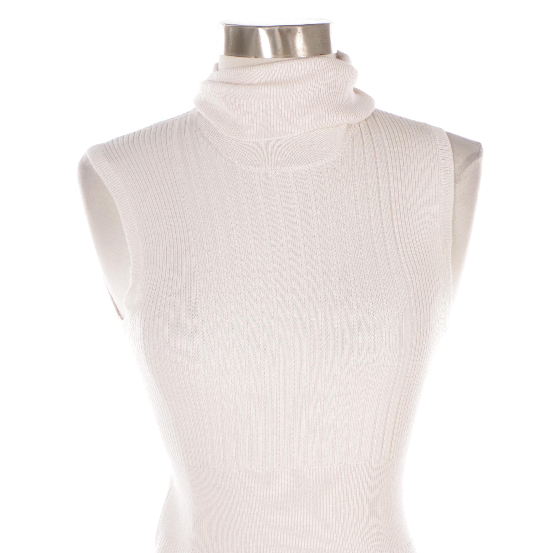 Prada Wool Knit Turtleneck Sleeveless Top