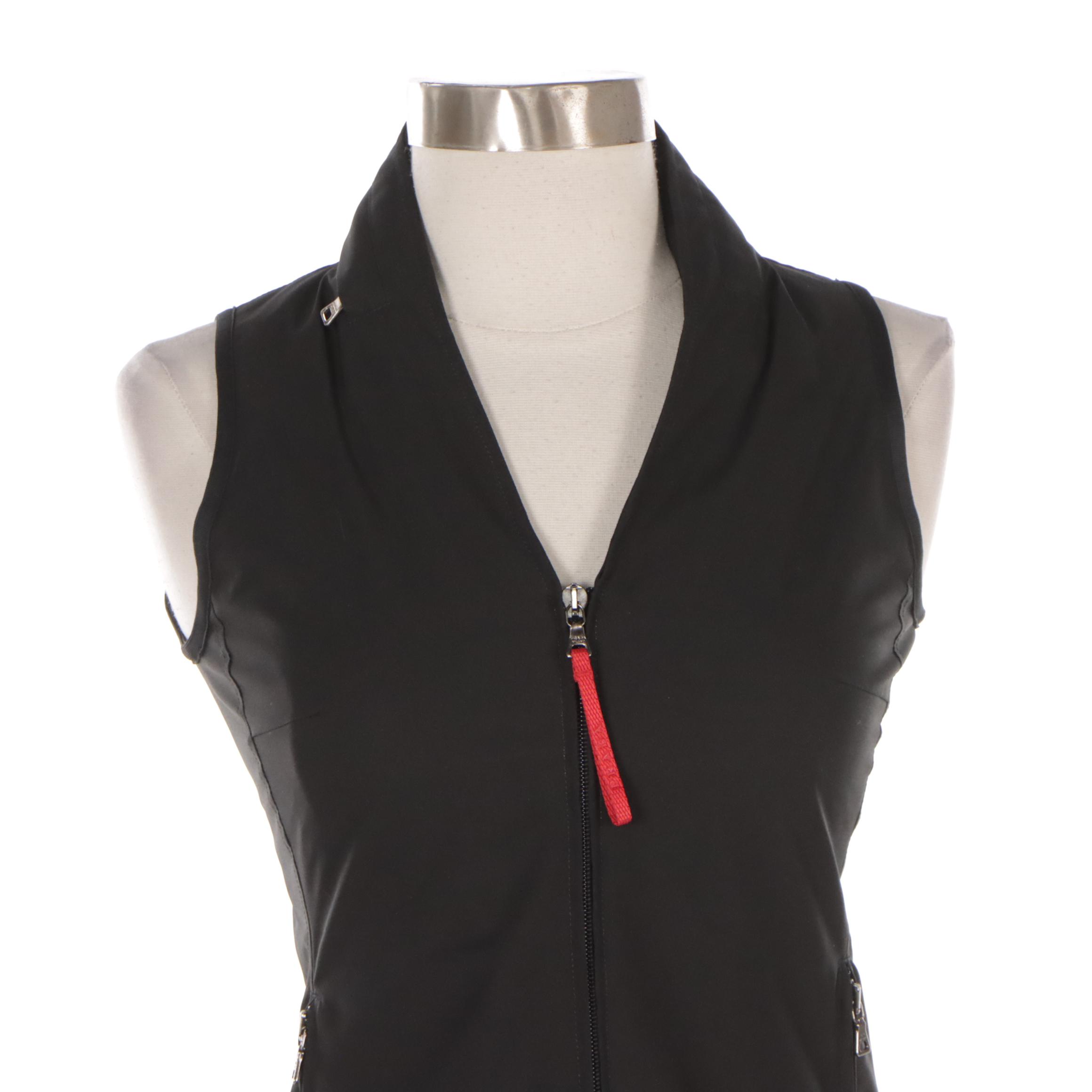 Prada Black Zip Vest in Polyester and Nylon with Zip Hood
