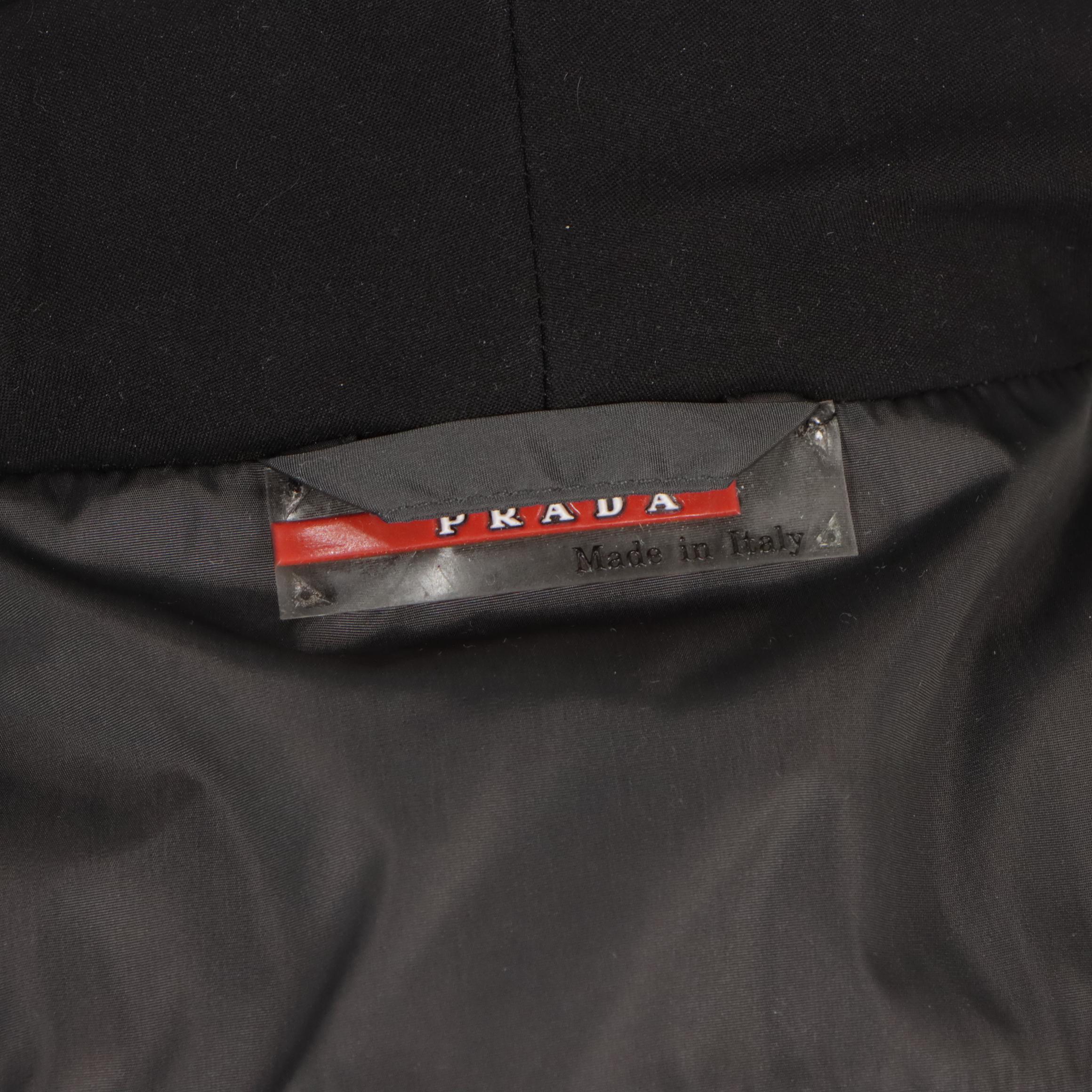 Prada Black Zip Vest in Polyester and Nylon with Zip Hood