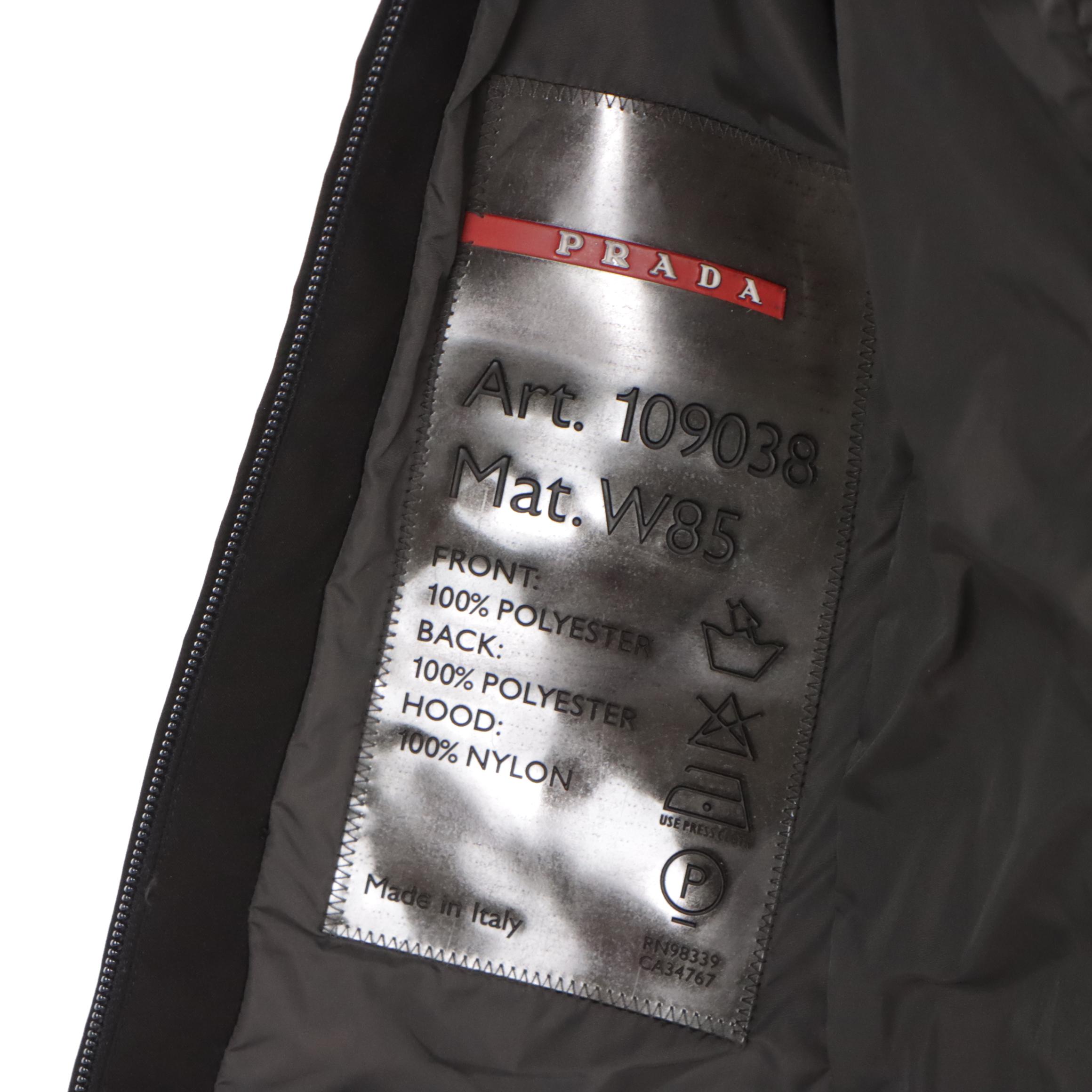 Prada Black Zip Vest in Polyester and Nylon with Zip Hood