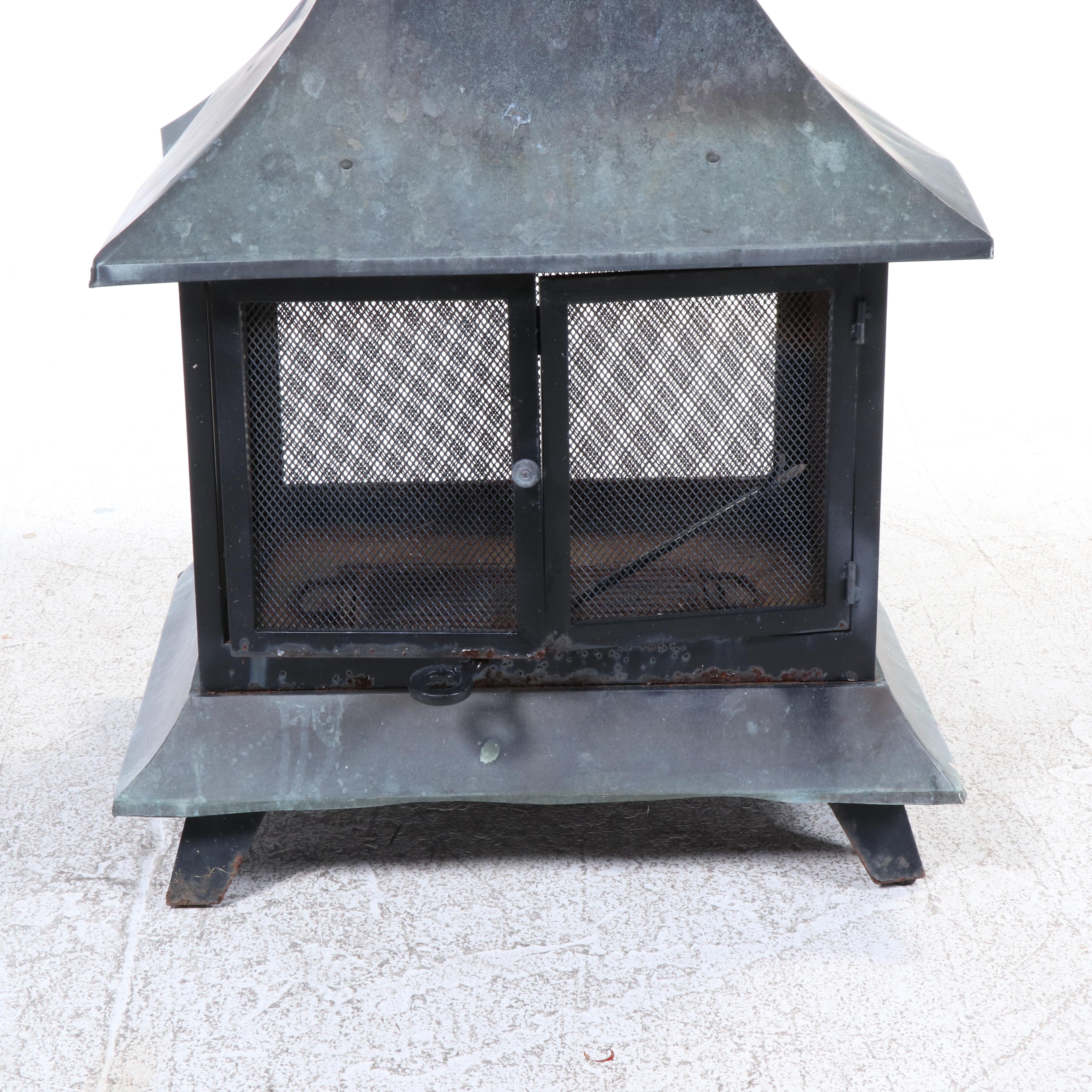 Metal and Mesh Enclosed Fire Pit