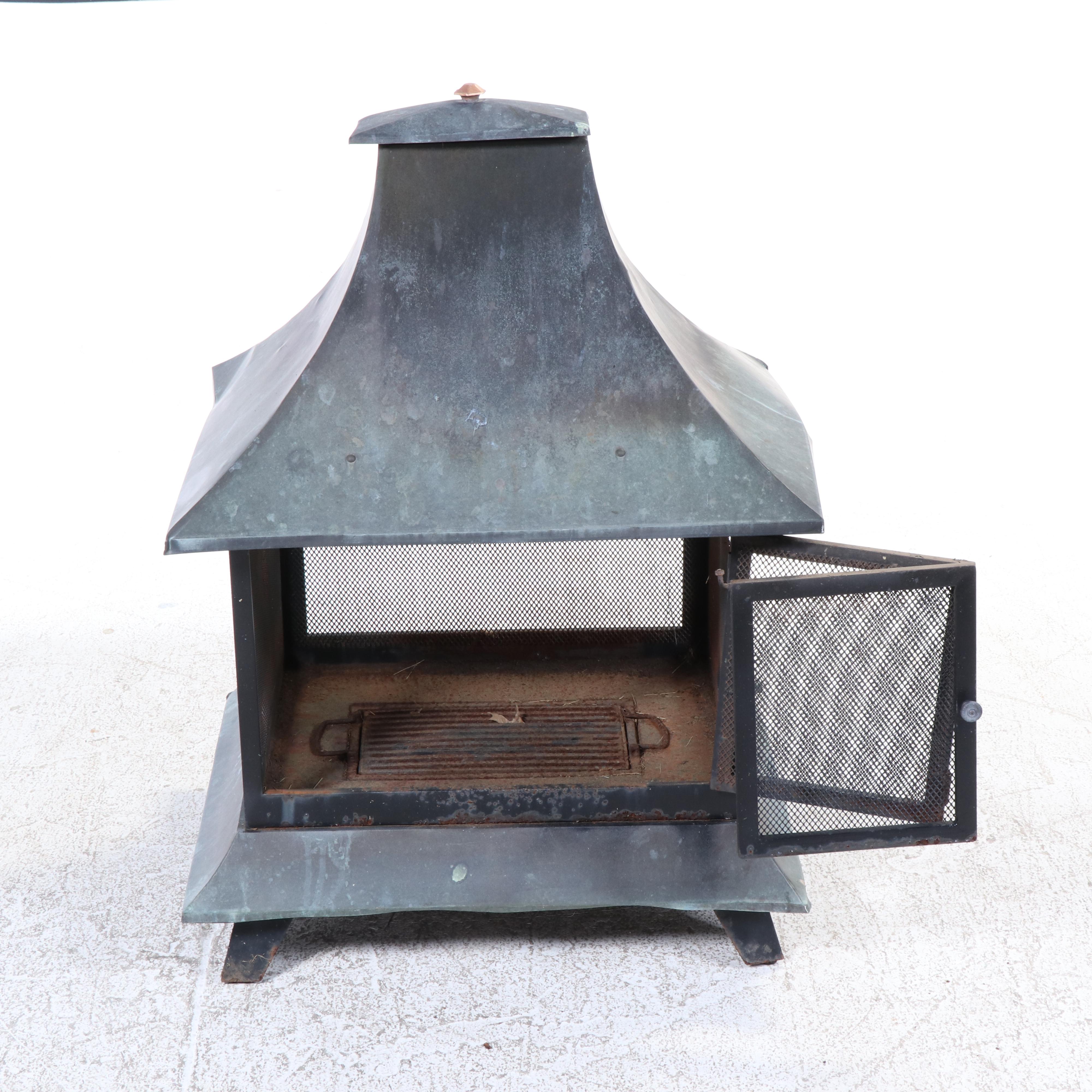 Metal and Mesh Enclosed Fire Pit