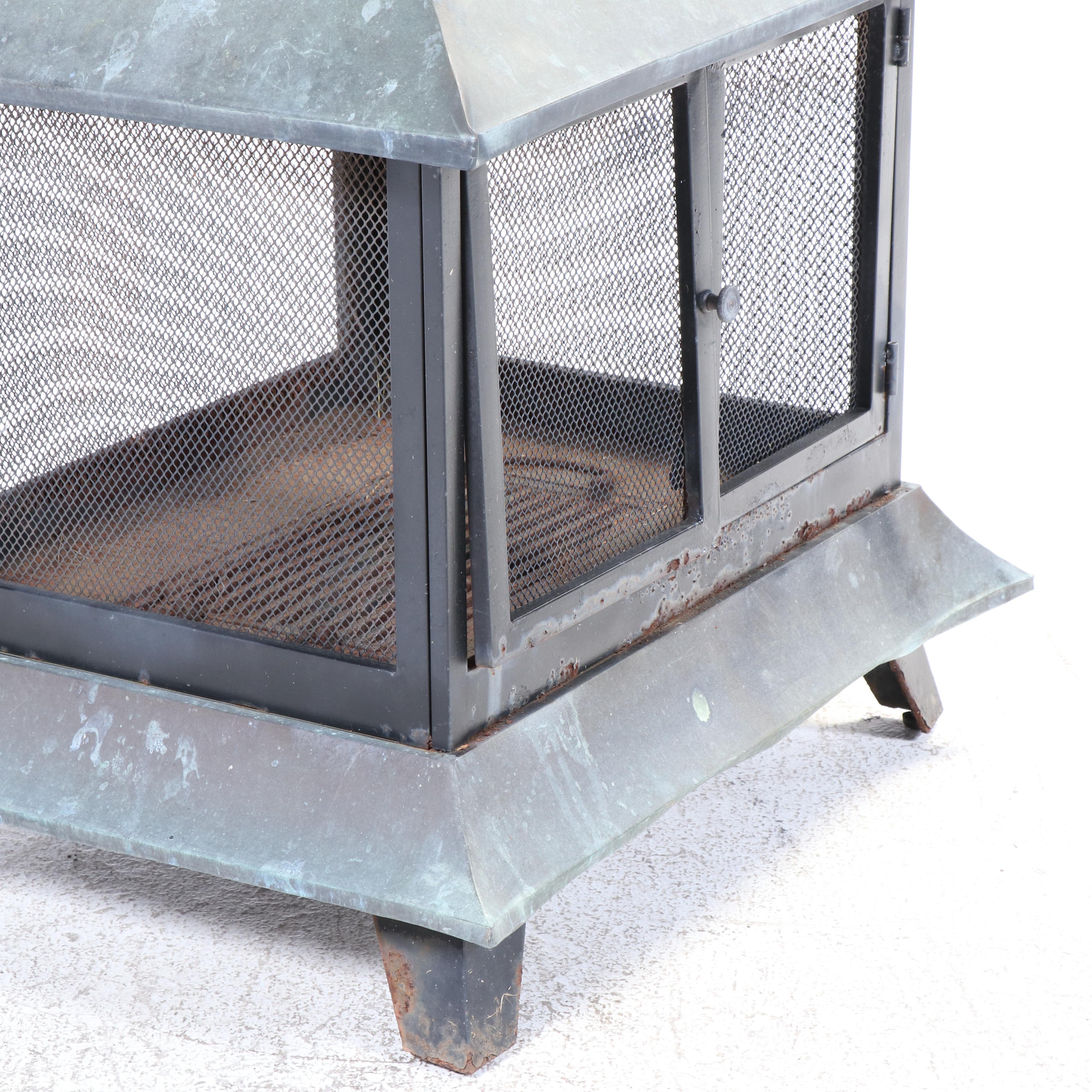 Metal and Mesh Enclosed Fire Pit