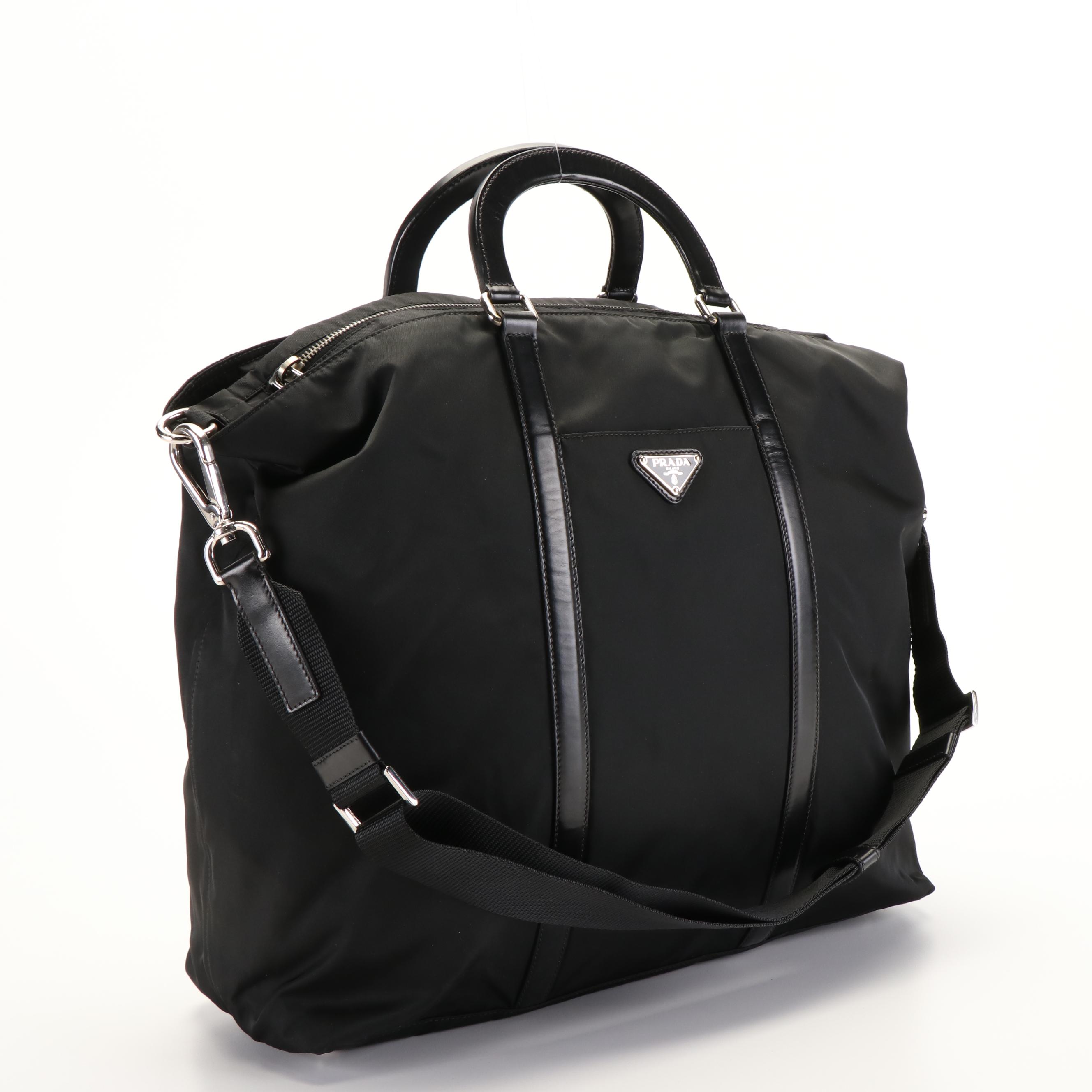 Prada 2Way Tote in Black Tessuto Nylon and Leather