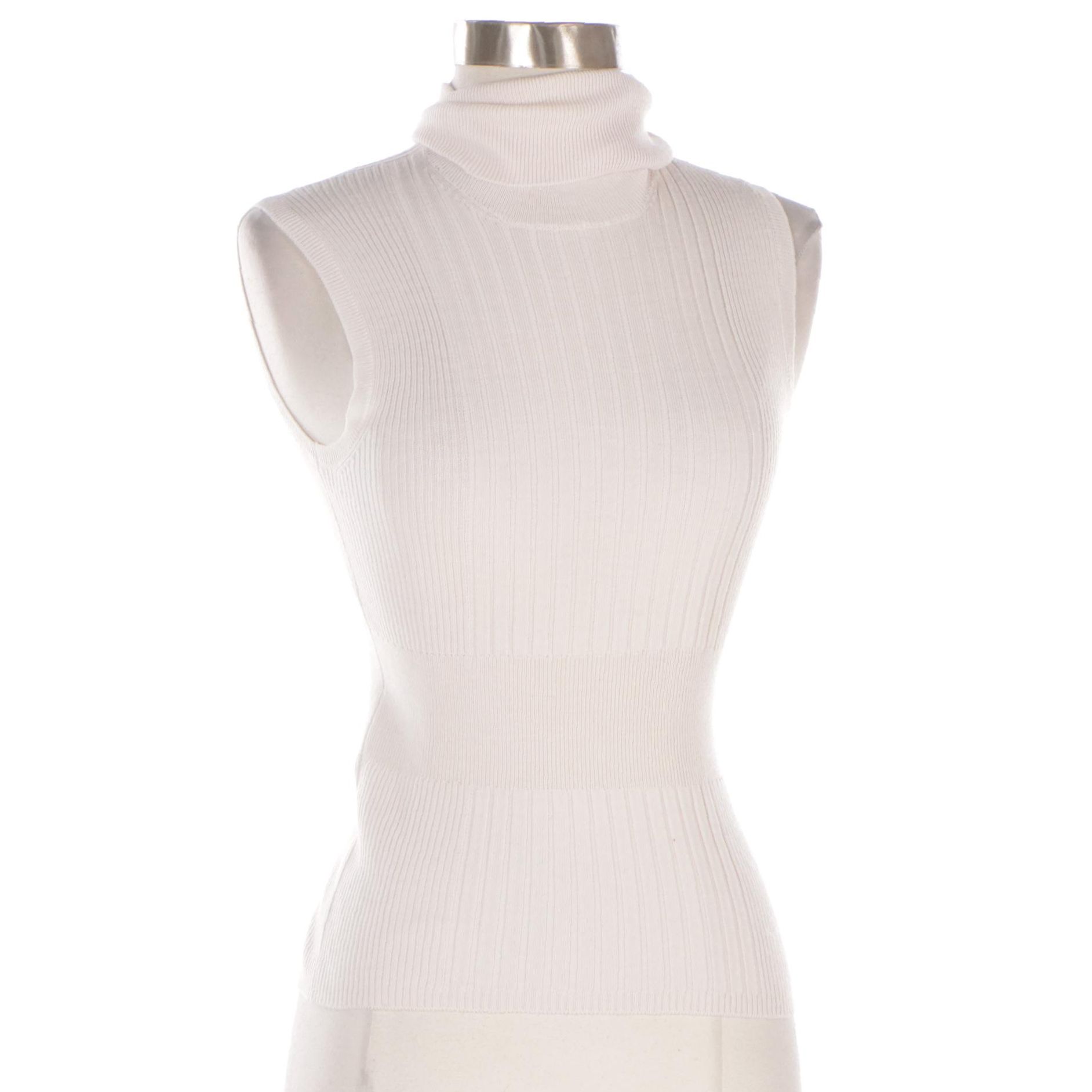 Prada Wool Knit Turtleneck Sleeveless Top