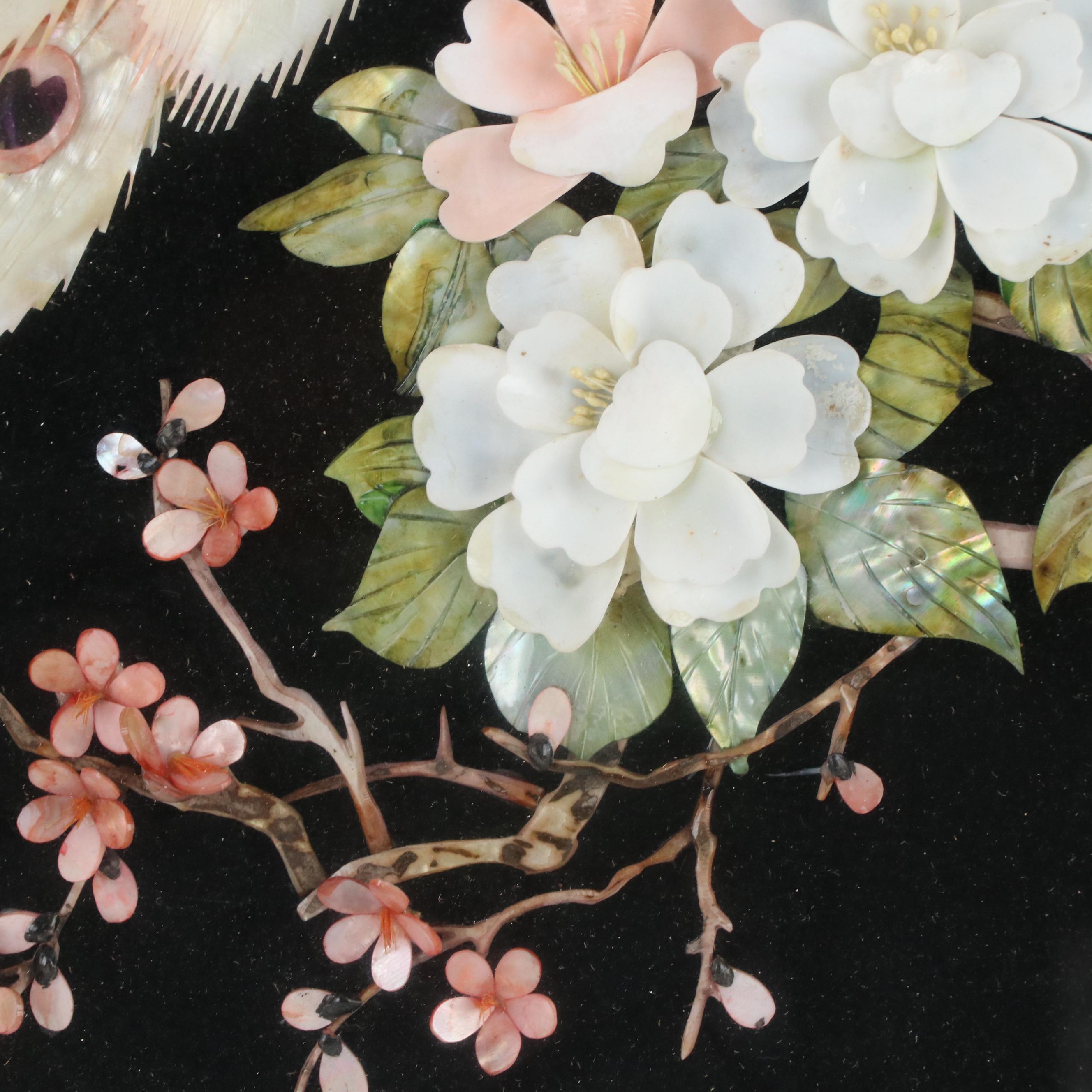 Chinese Shell Picture of Peacocks