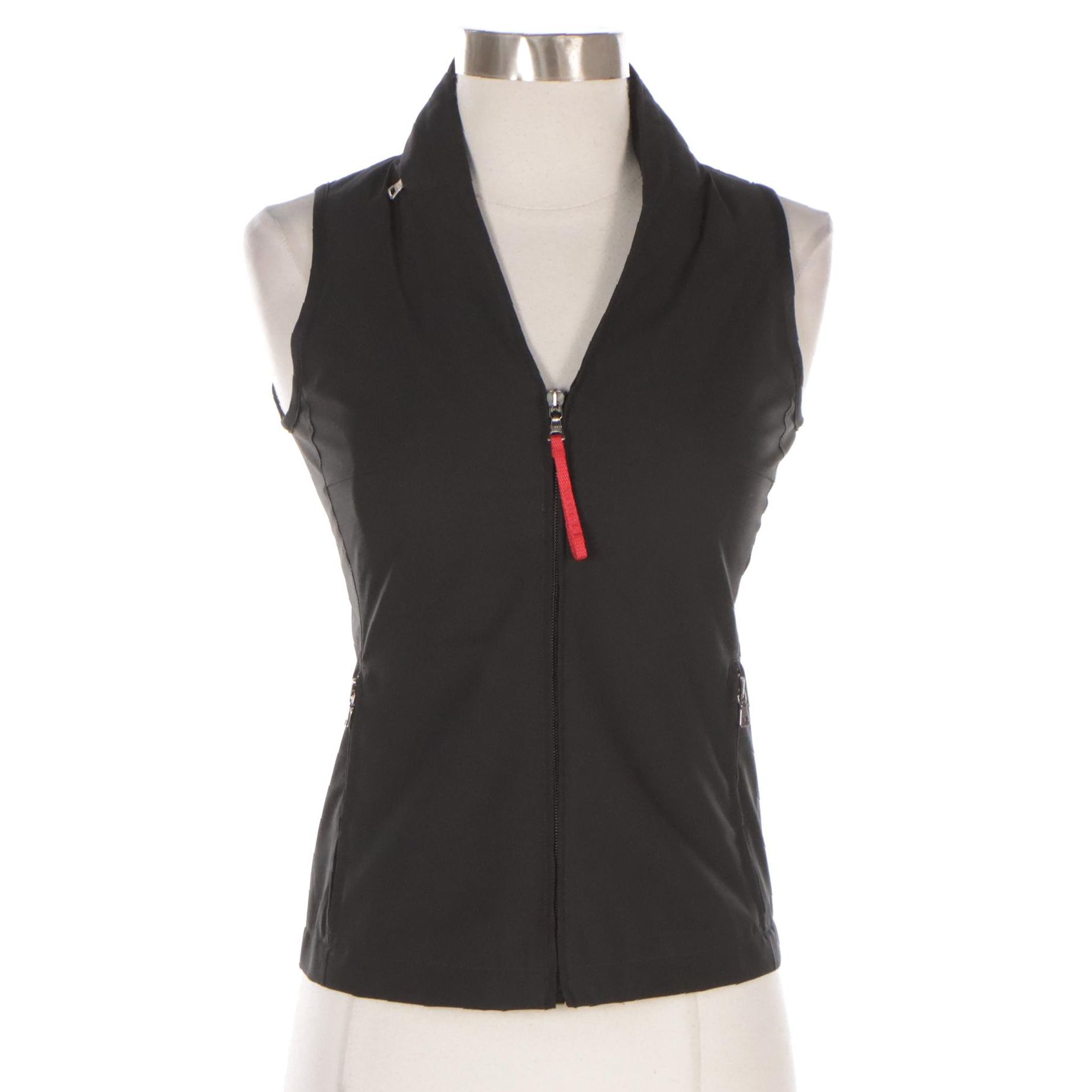 Prada Black Zip Vest in Polyester and Nylon with Zip Hood