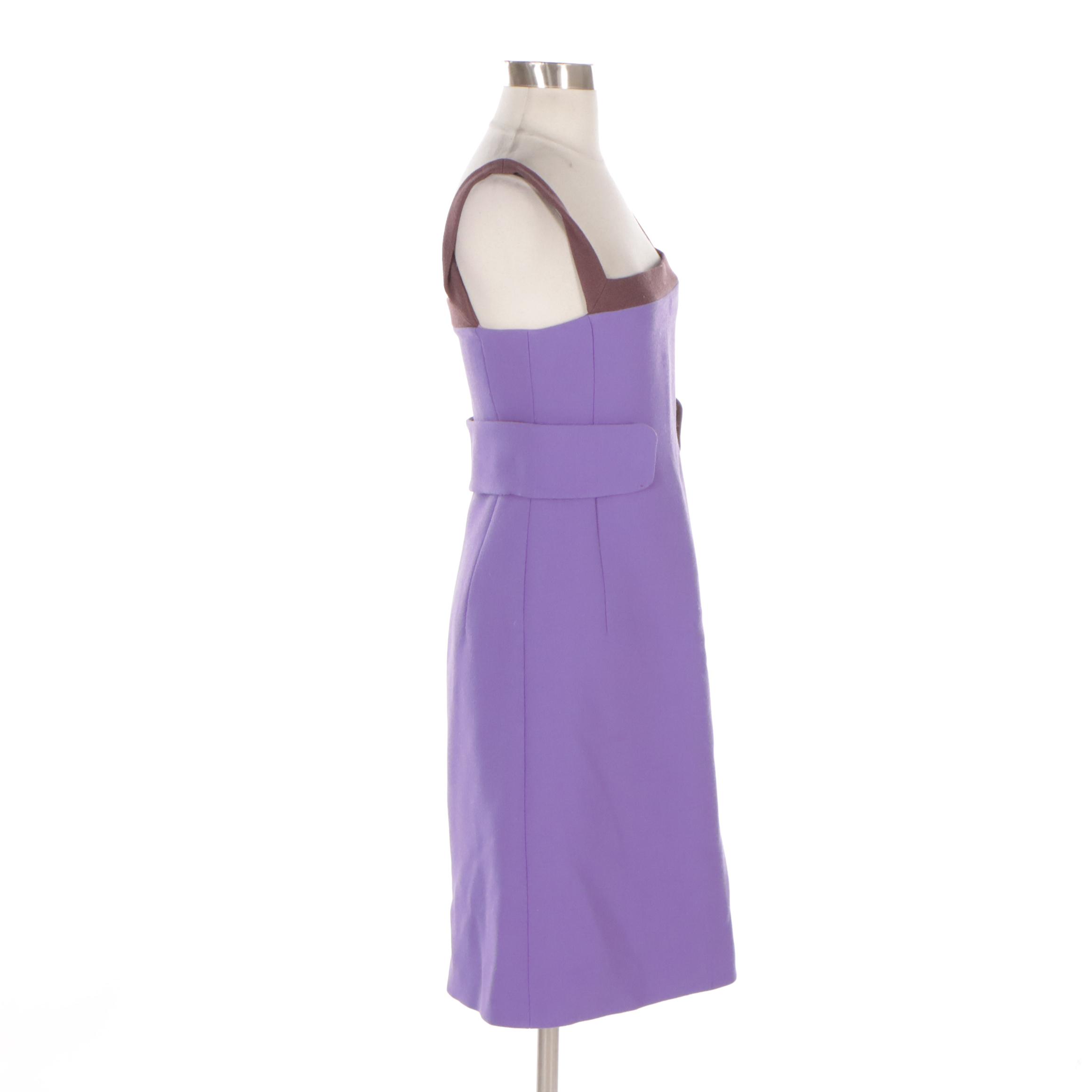 Prada Two-Tone Purple Wool Square-Neck Mod Dress, 2001