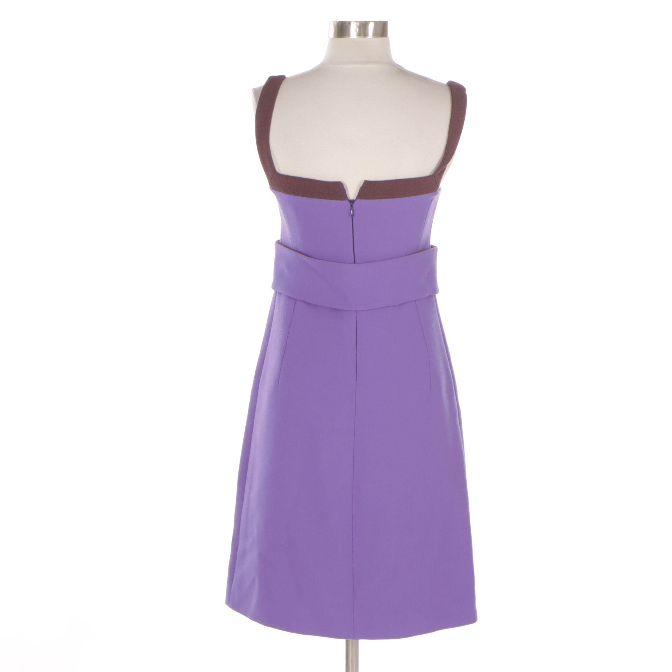 Prada Two-Tone Purple Wool Square-Neck Mod Dress, 2001