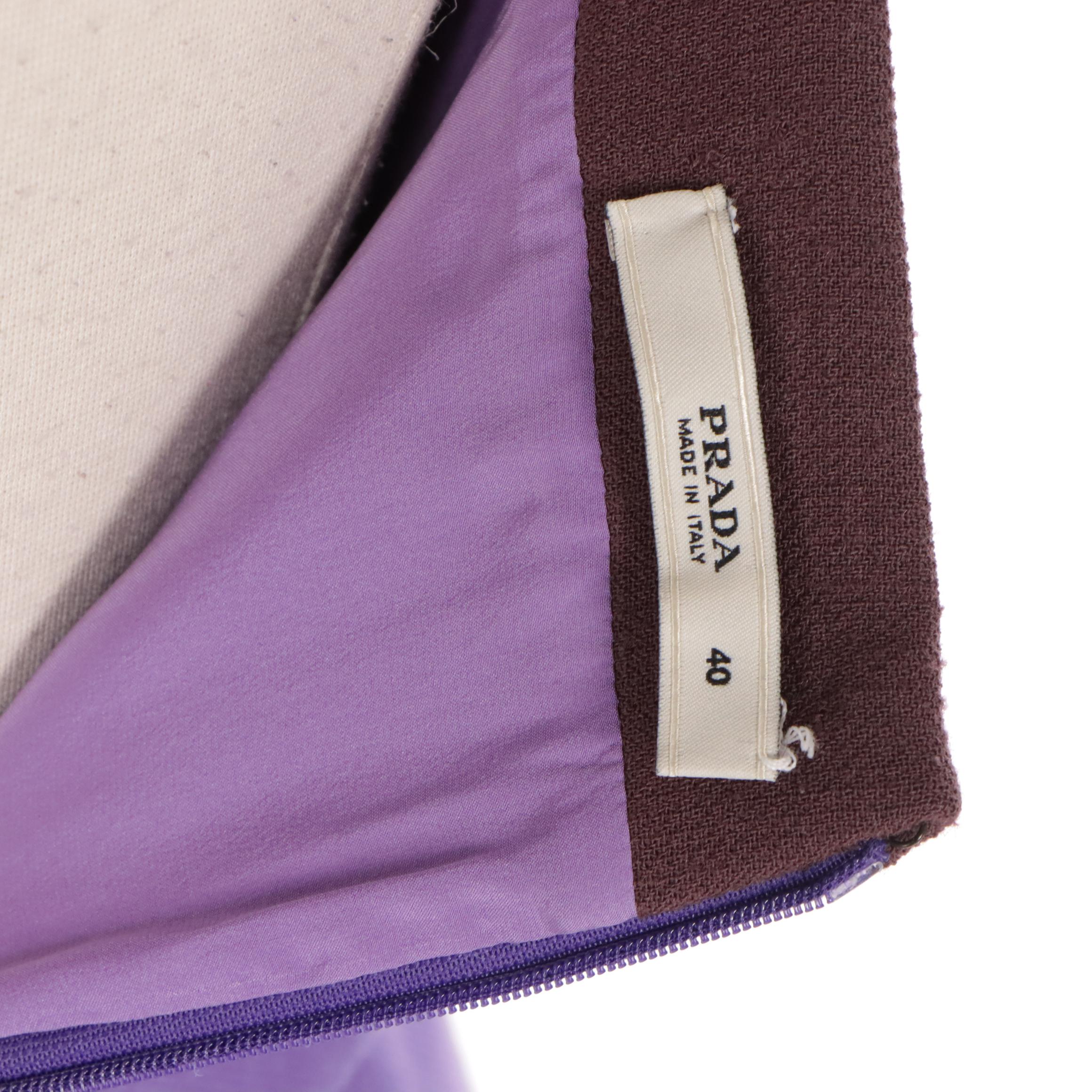 Prada Two-Tone Purple Wool Square-Neck Mod Dress, 2001