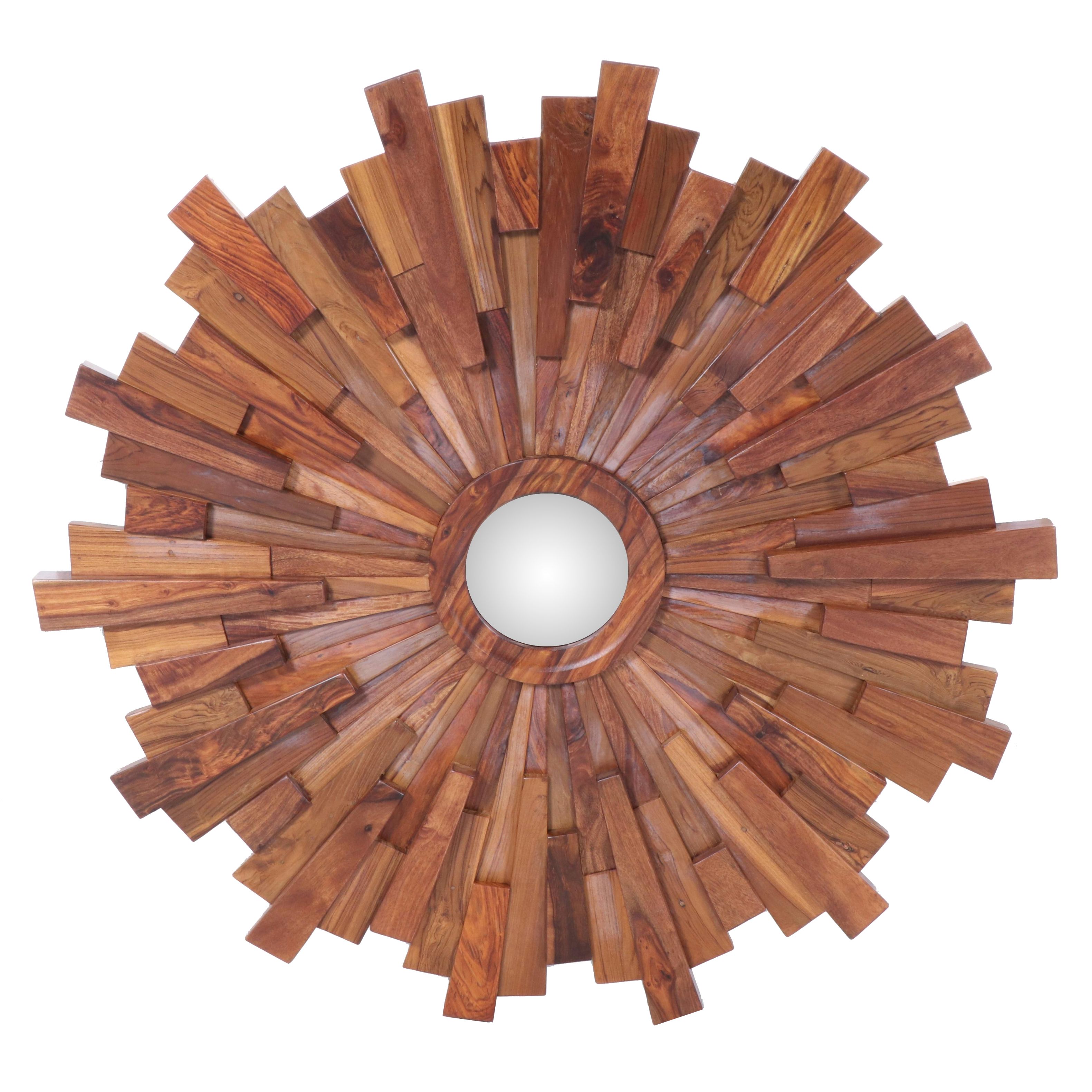Global Views Wooden Sunburst Wall Mirror