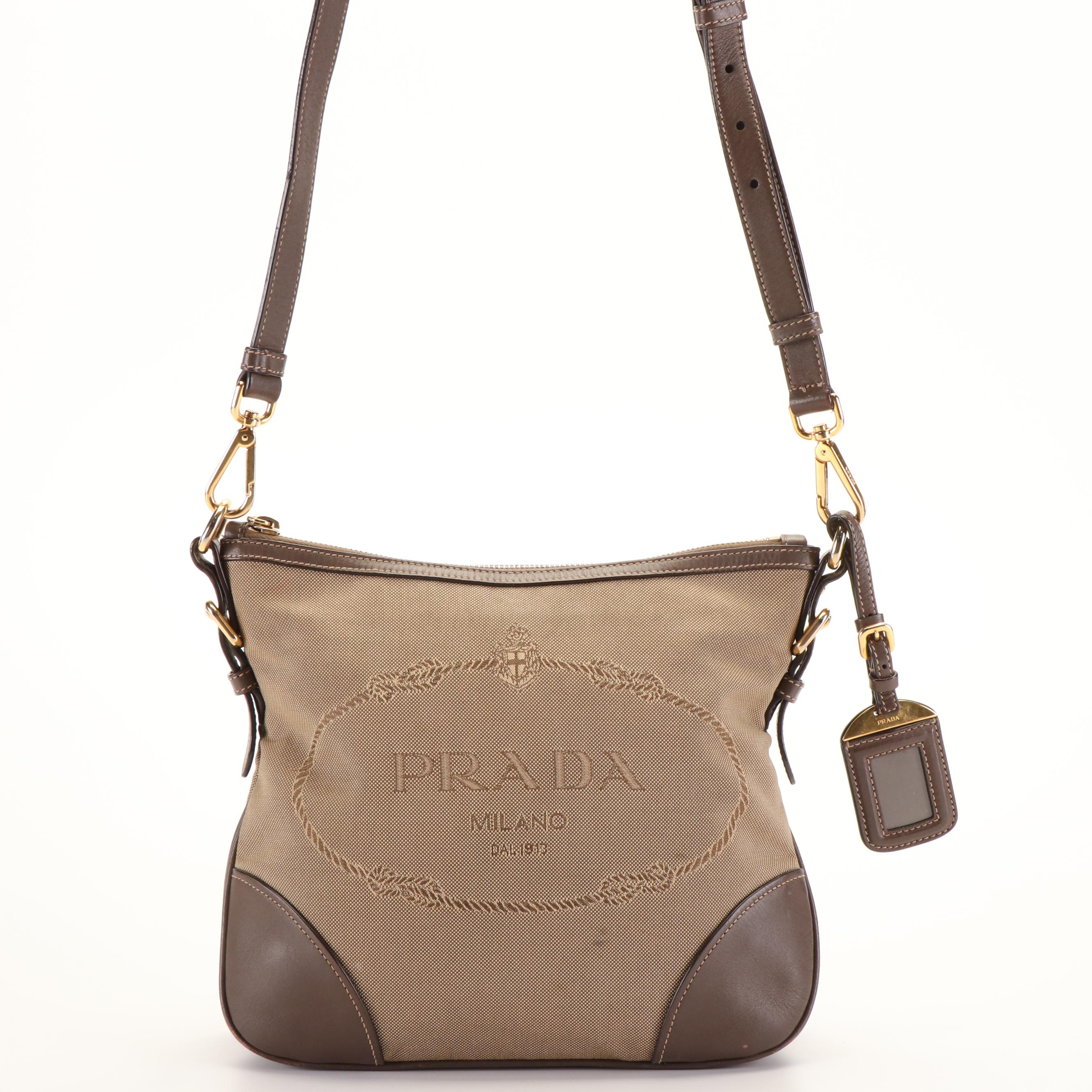 Prada Canapa Logo Crossbody Bag in Canvas and Leather