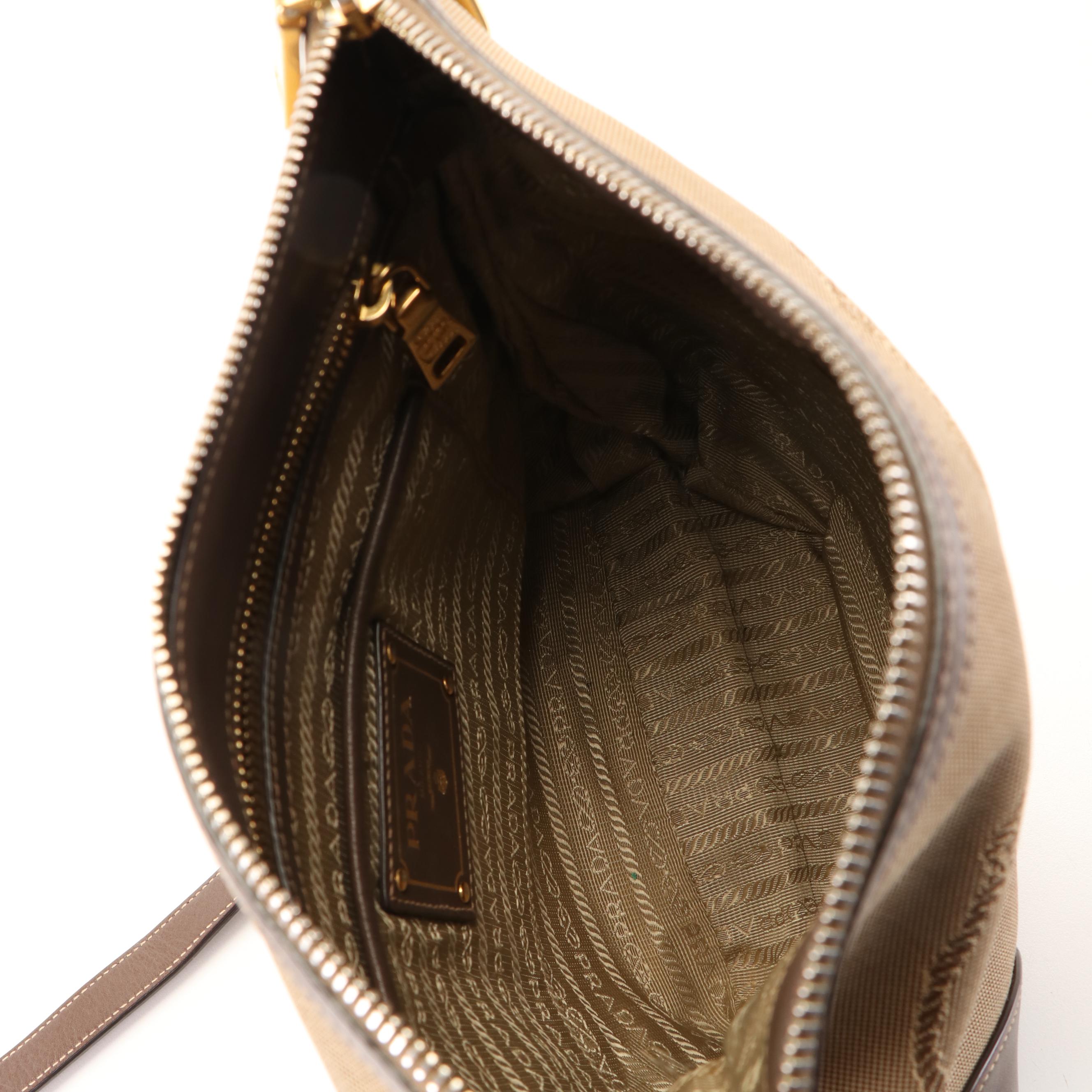 Prada Canapa Logo Crossbody Bag in Canvas and Leather