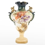Riessner, Stellmacher & Kessel Hand-Painted Moriage Porcelain Amphora Vase
