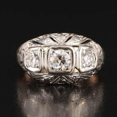 Vintage 14K Two-Tone 0.68 CTW Three Stone Diamond Ring