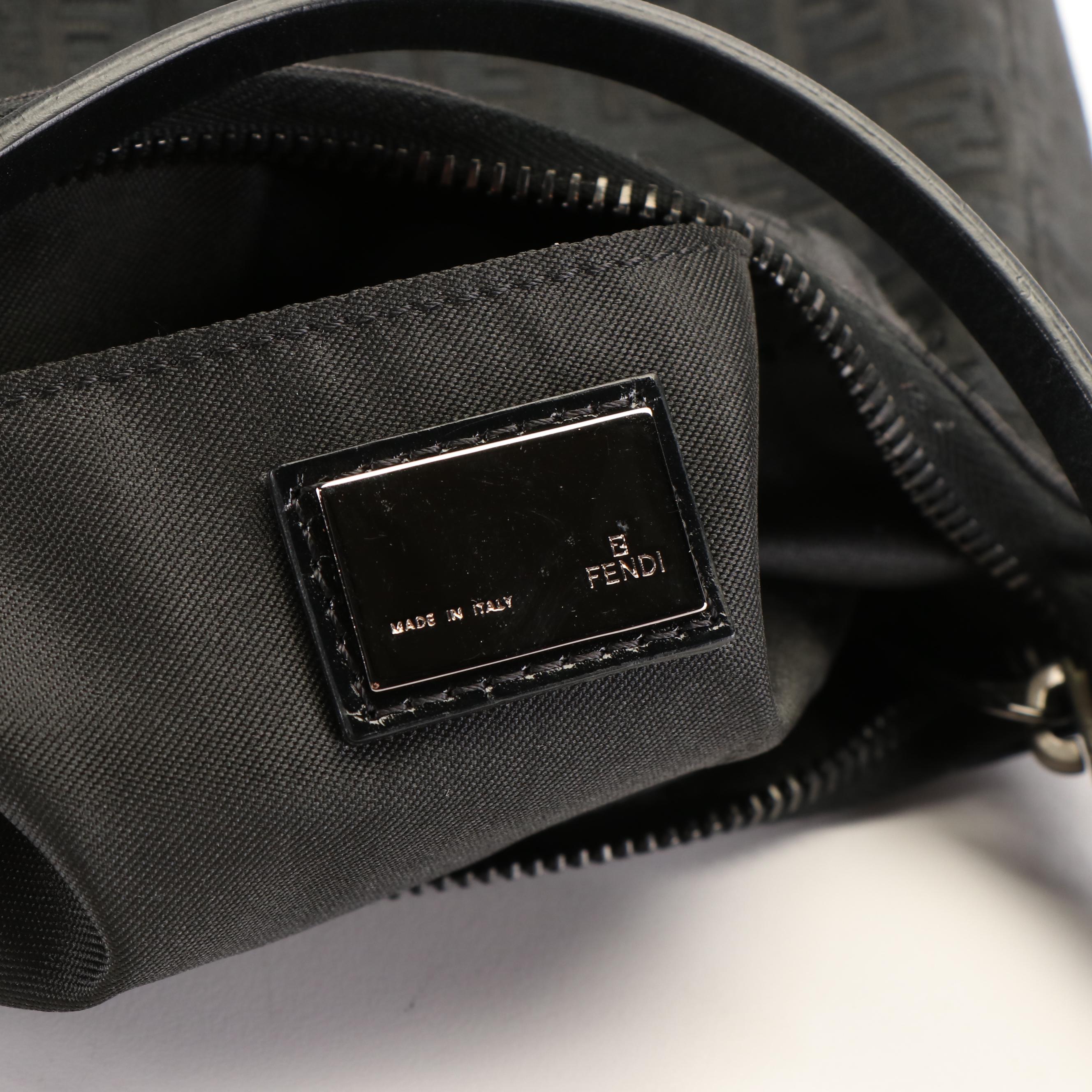 Fendi Black Zucchino Canvas Baguette Handbag