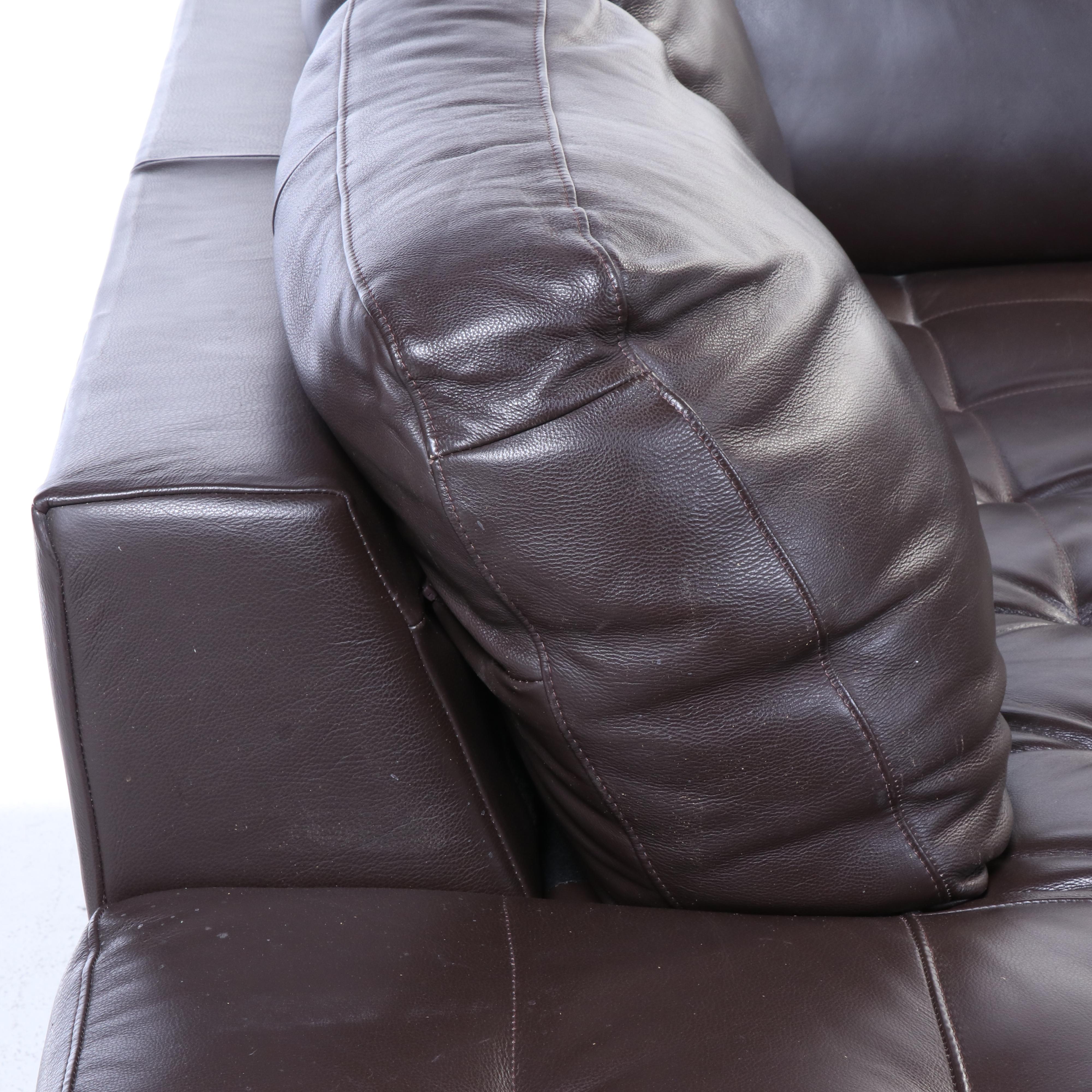 Two-Piece Italsofa Modernist Style Brown Leather Sectional Sofa