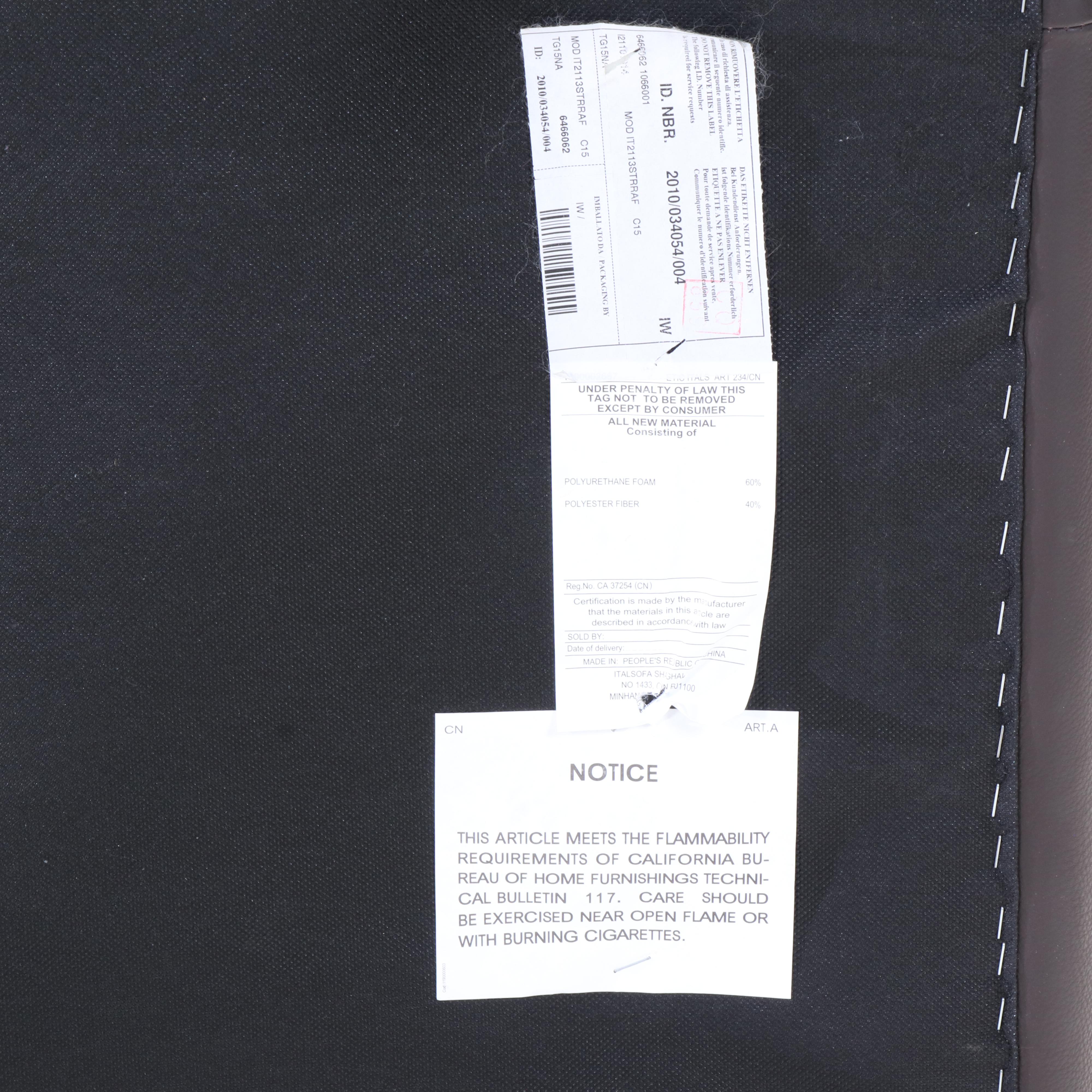 Two-Piece Italsofa Modernist Style Brown Leather Sectional Sofa