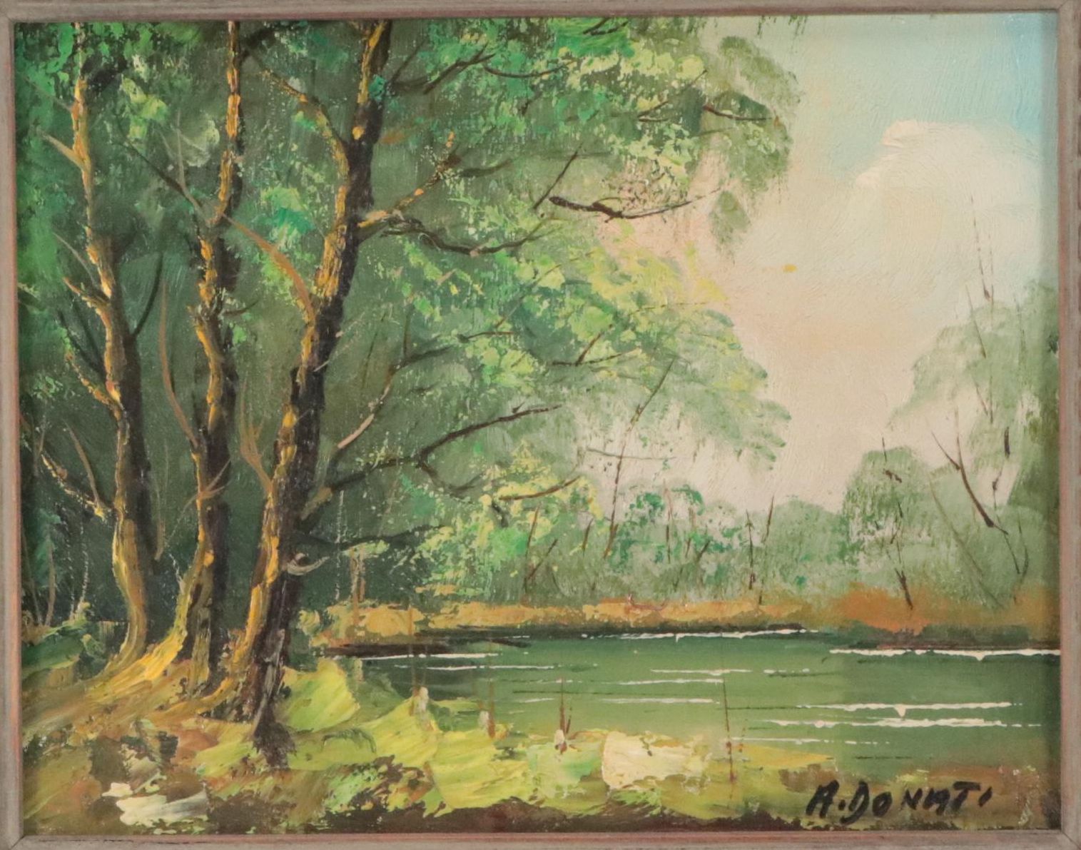 Donati Oil Painting of River Landscape, Mid to Late 20th Century