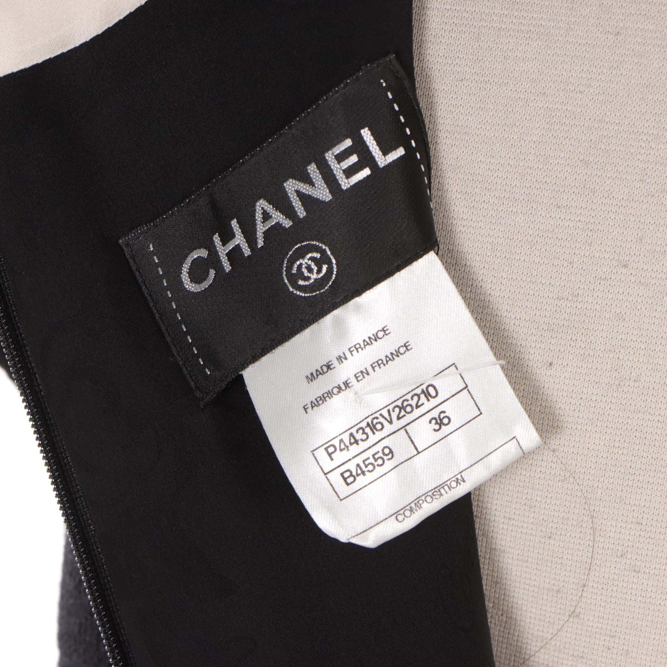 Chanel Black and Ivory Wool Sleeveless Mid-Length Dress