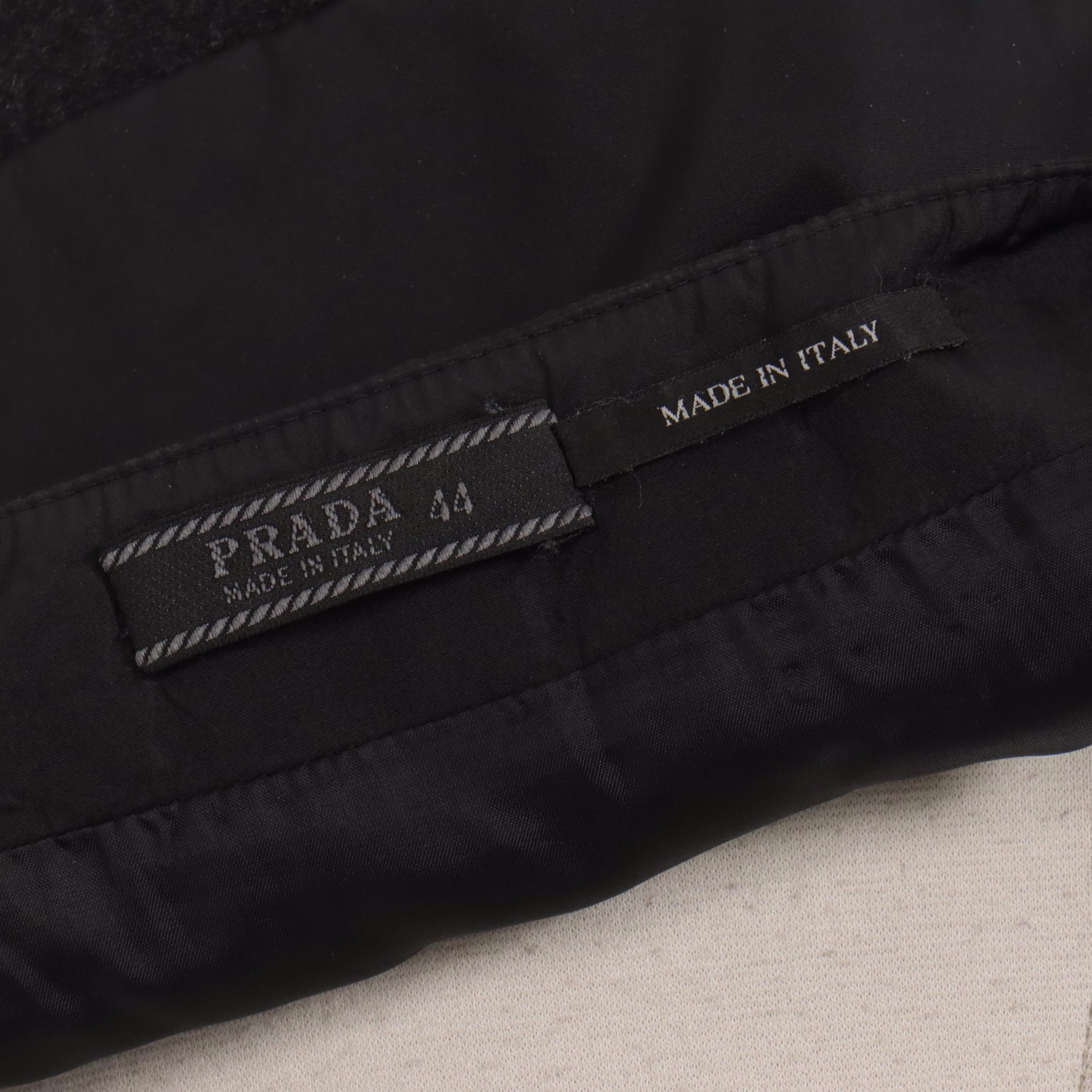 Prada Wool Blend Miniskirt with Zip Pouch Back Pocket