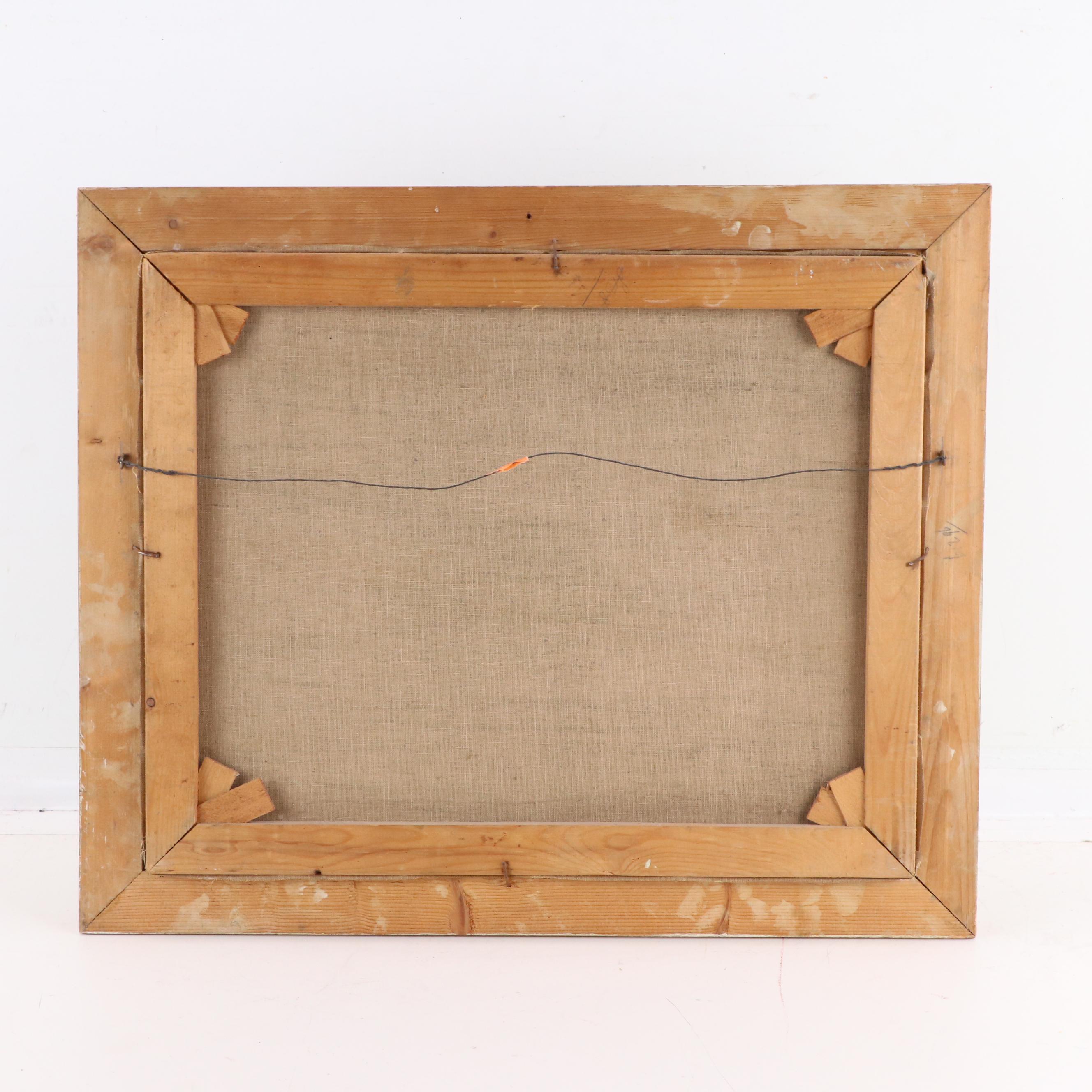 Genre Oil Painting of Figures in Interior Scene