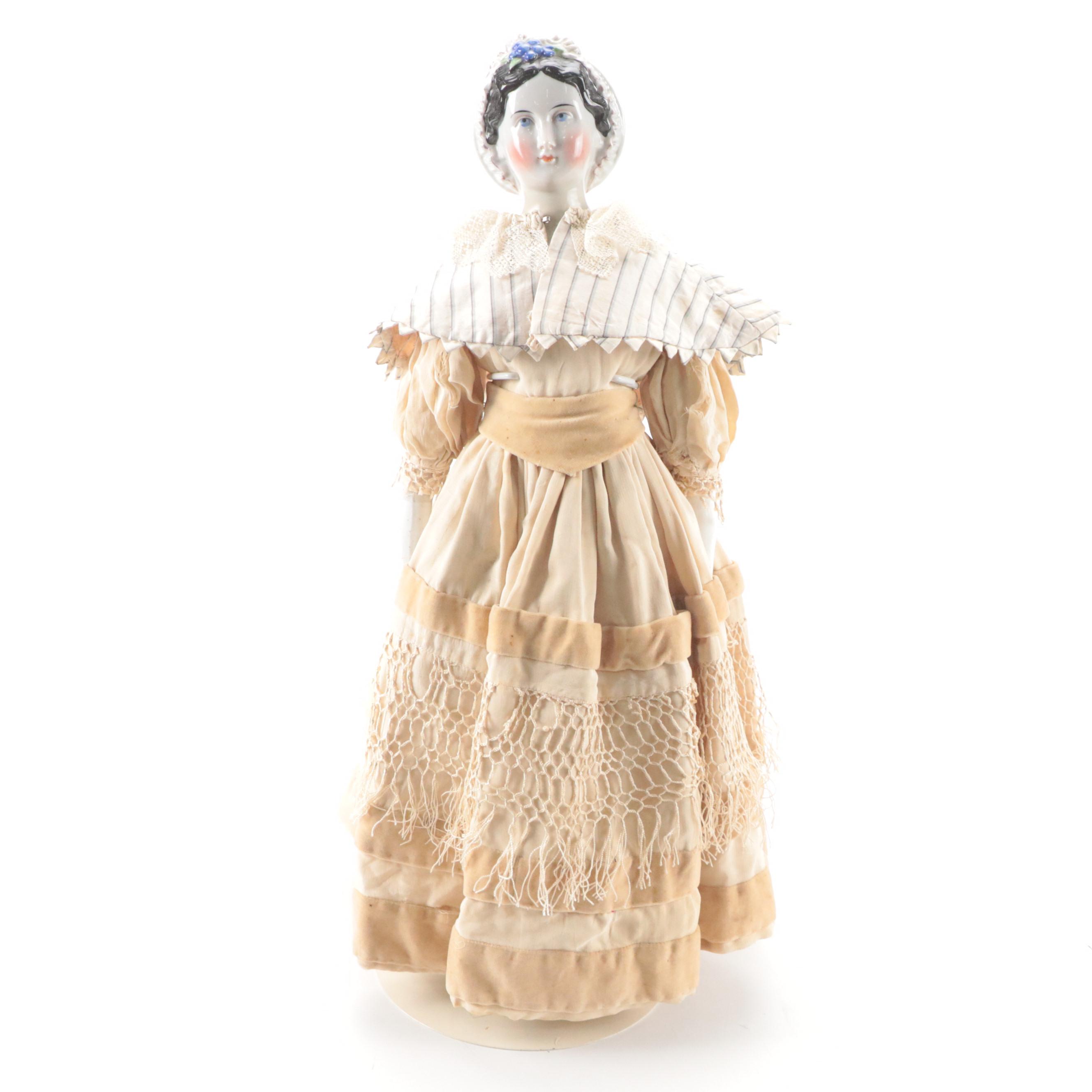 Conta & Boehme Grape Lady China Head Doll with Cloth Body and China Hands