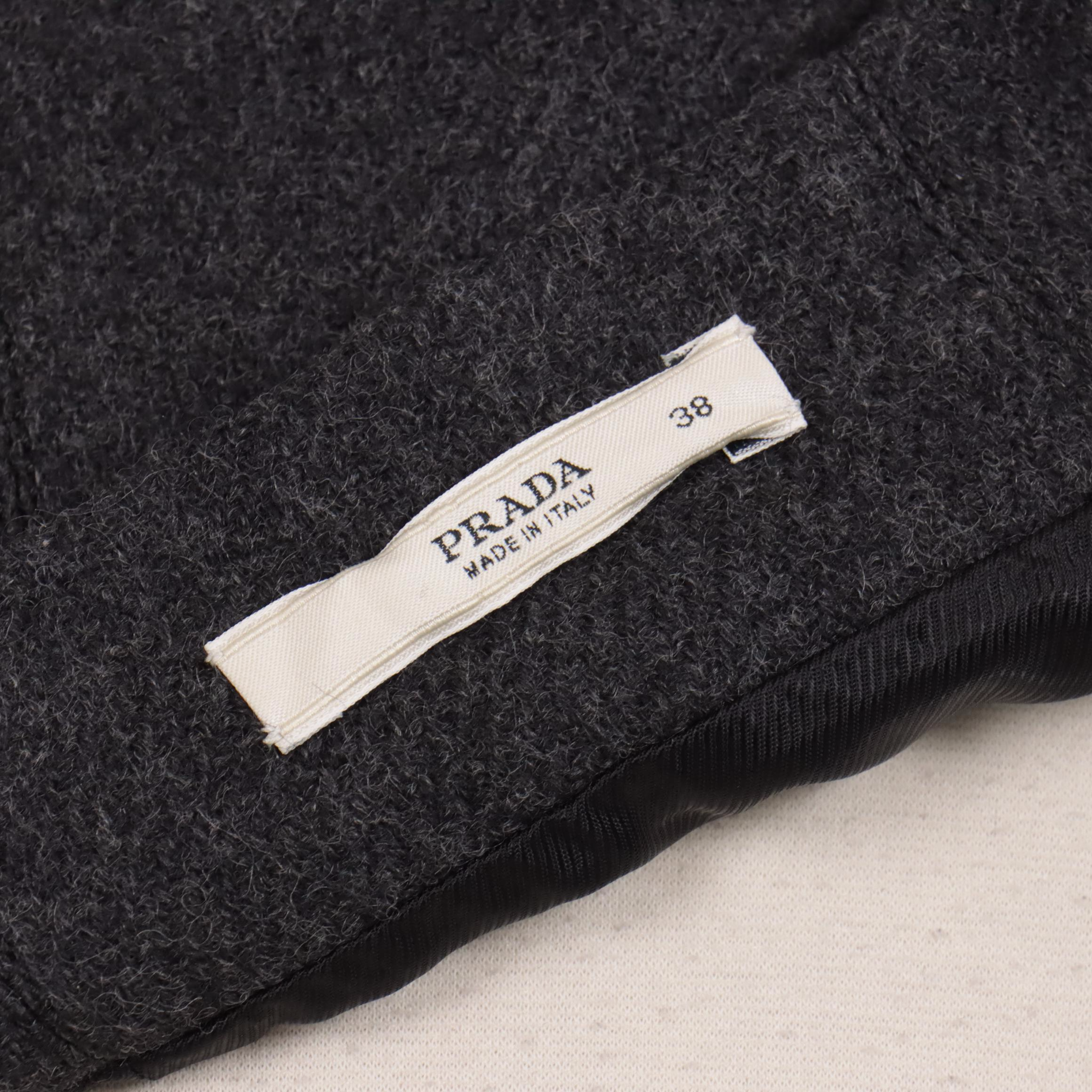 Prada Grey Wool Skirt with Pleat Panels