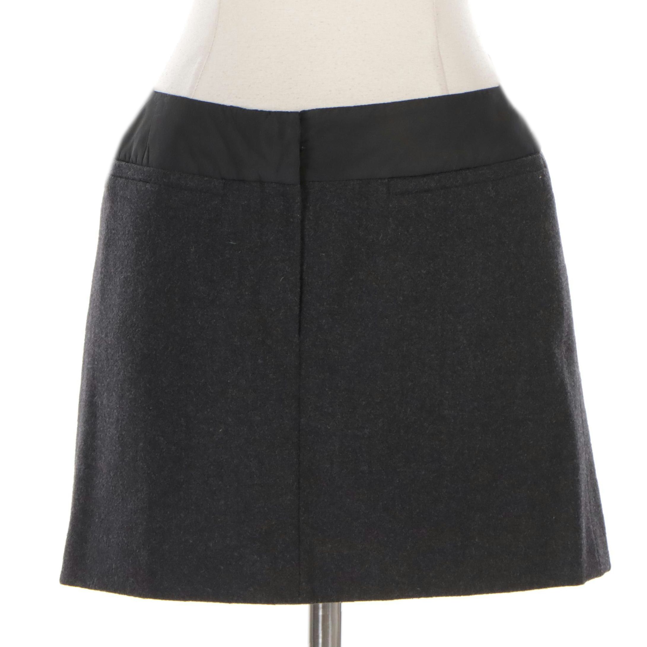 Prada Wool Blend Miniskirt with Zip Pouch Back Pocket