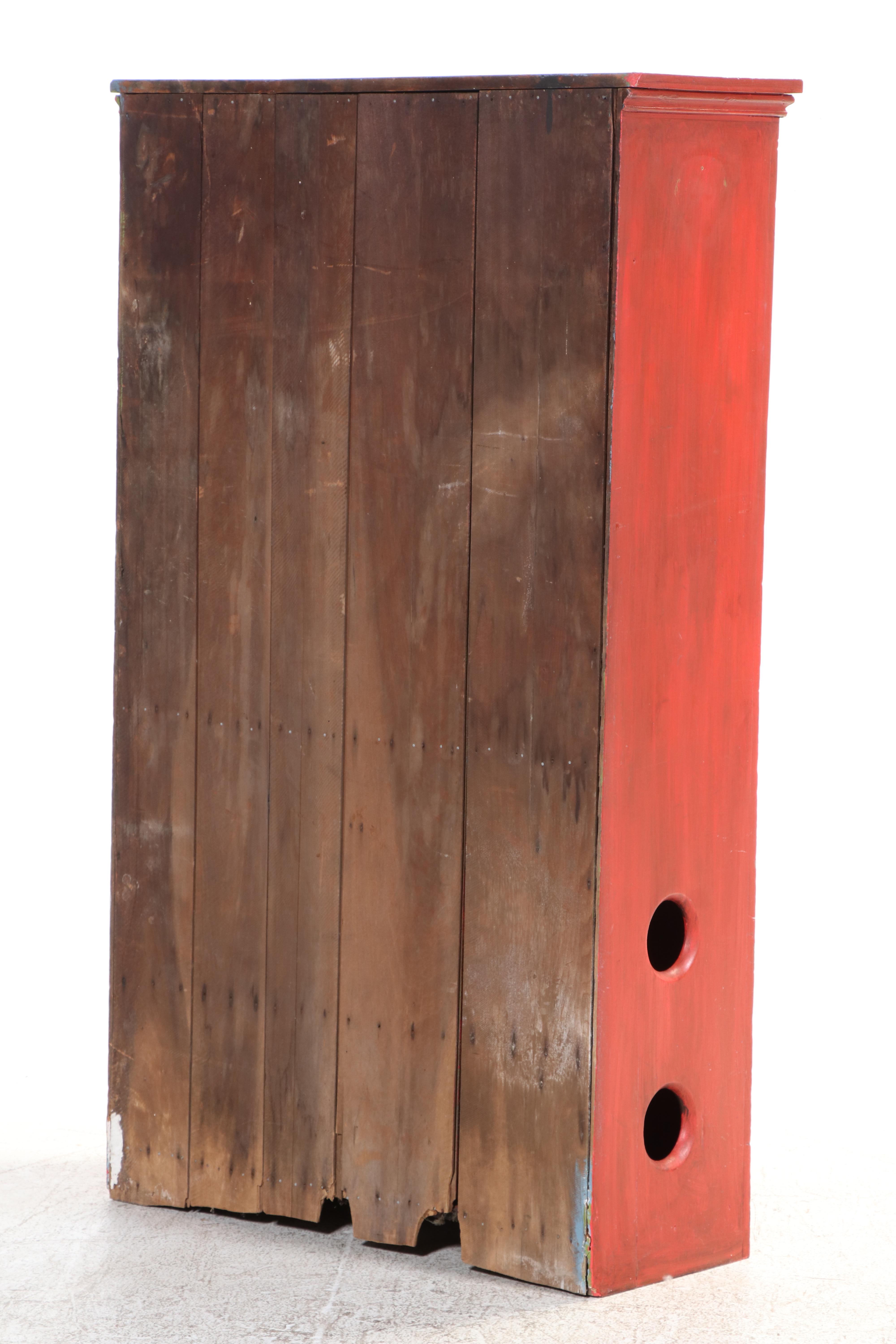 American Primitive Red-Painted Pie Safe Cupboard, Late 19th Century