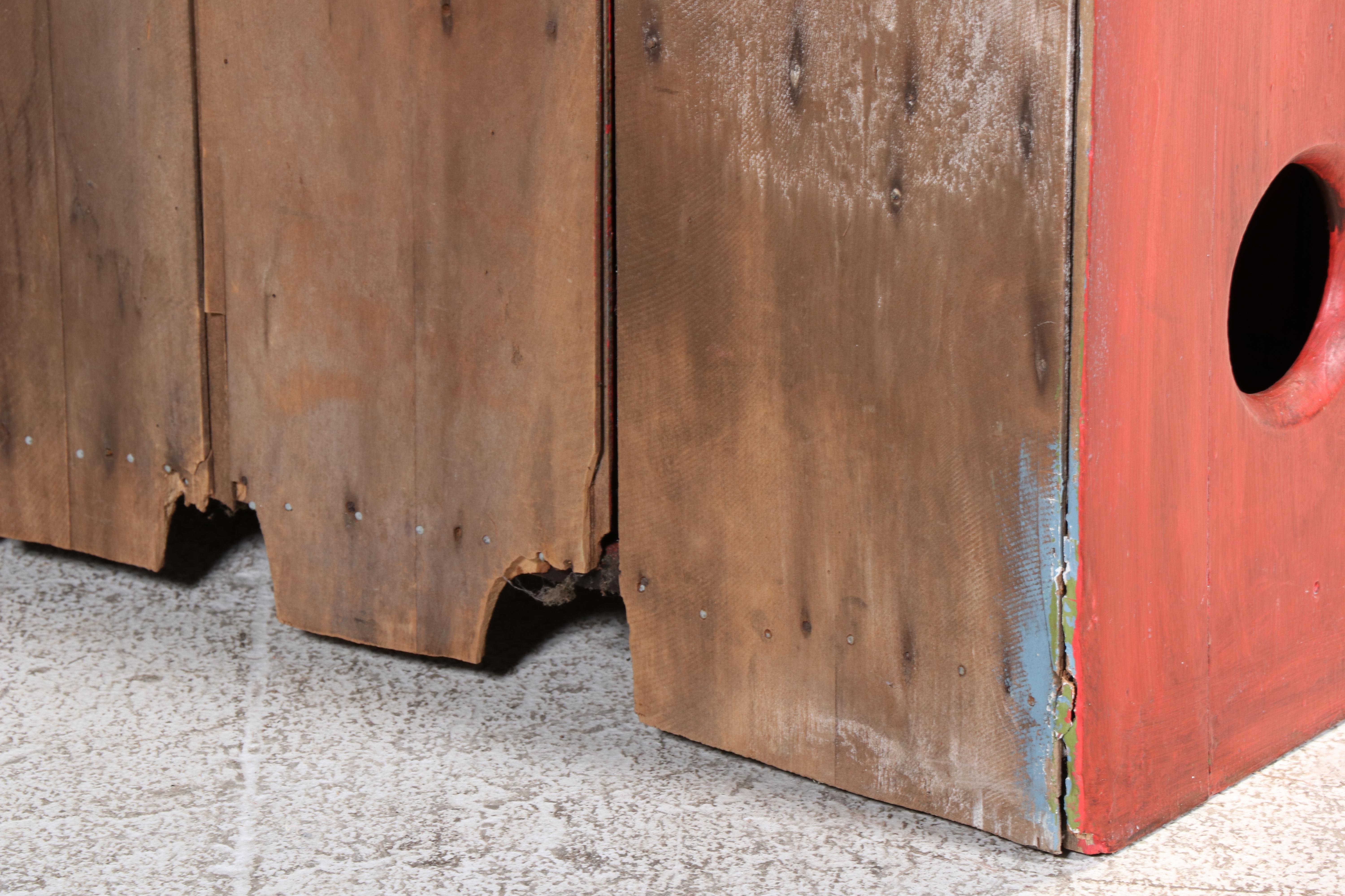 American Primitive Red-Painted Pie Safe Cupboard, Late 19th Century