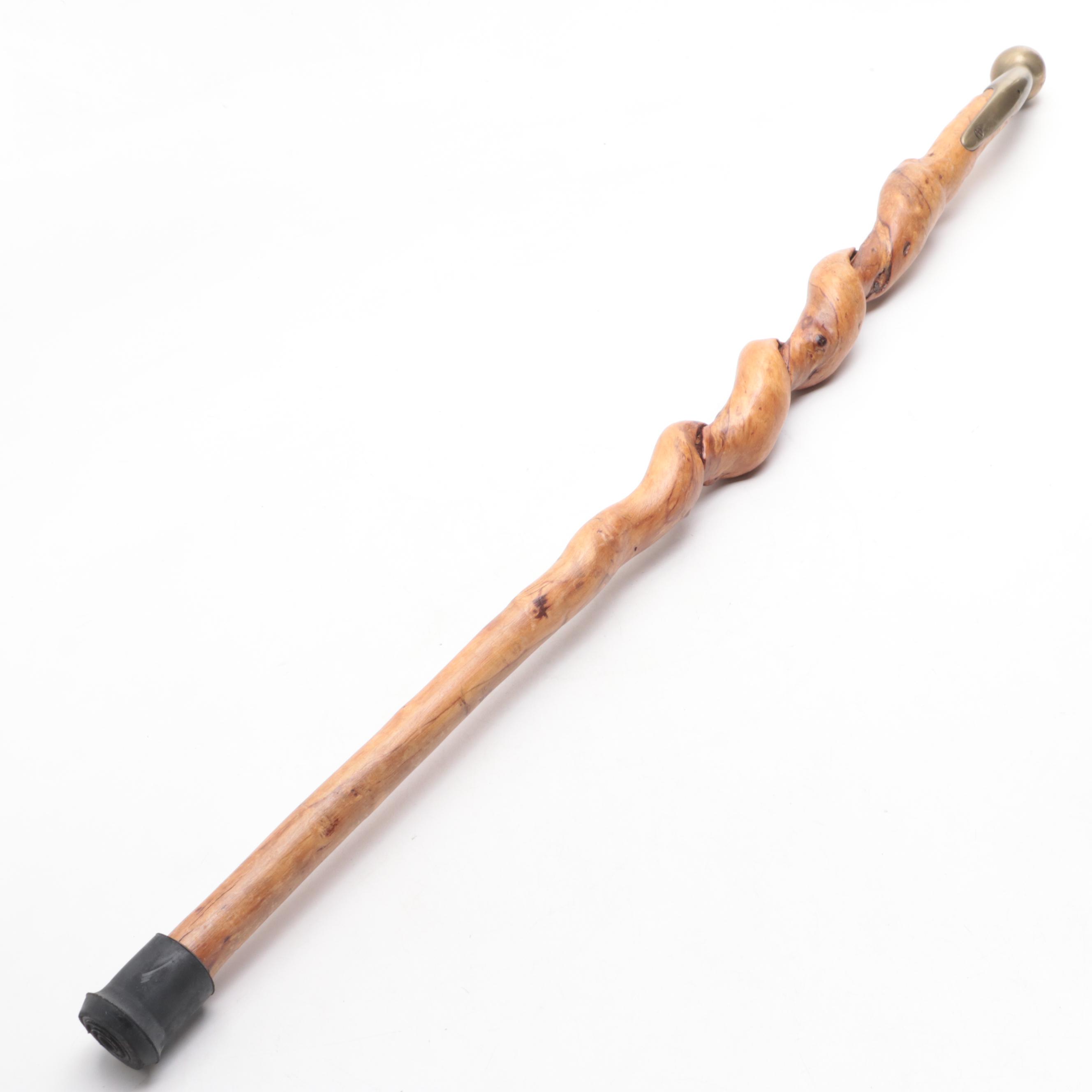 Twisted Vine Walking Stick With Brass Hames Knob