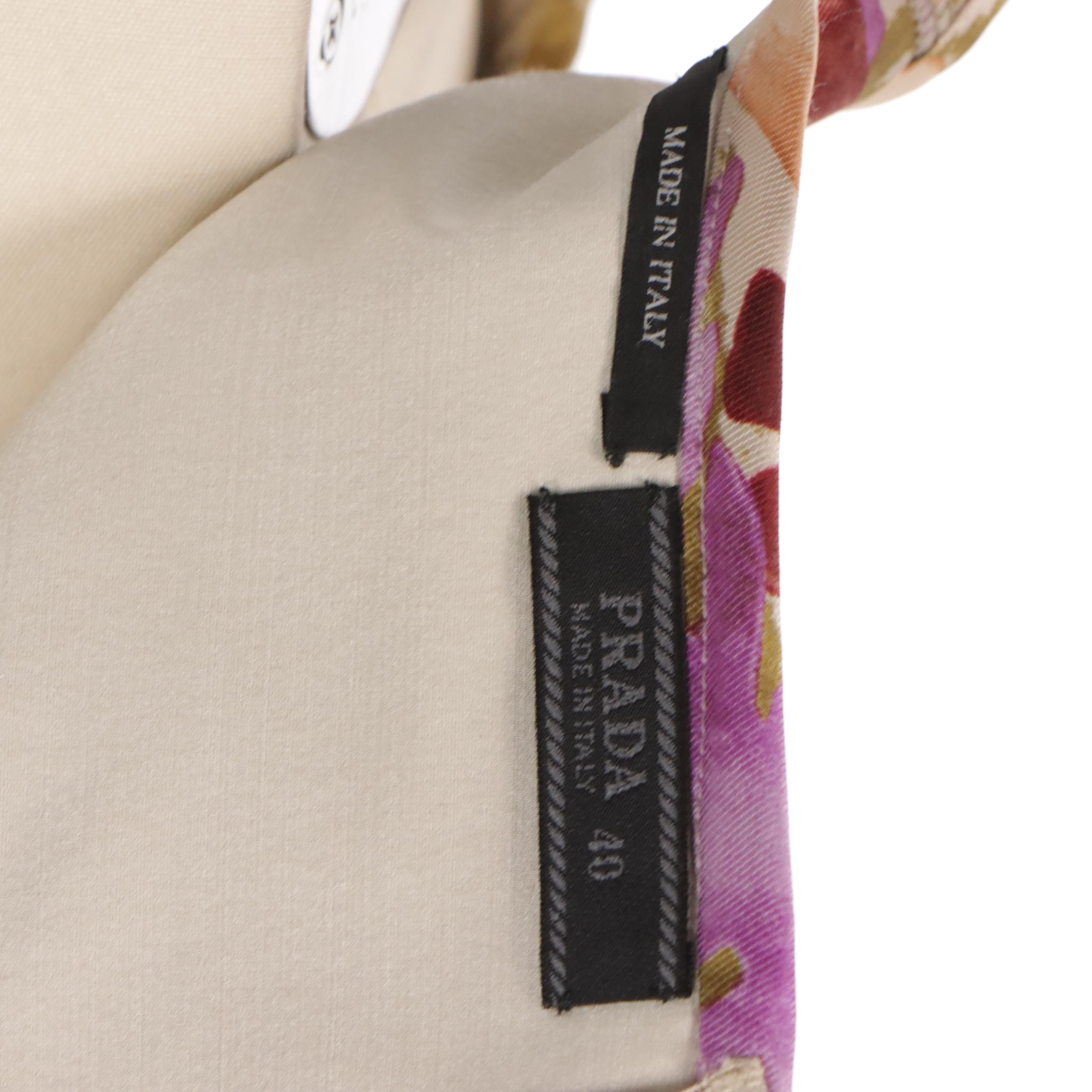 Prada Leaf Motif Polyester/Wool Midi Skirt and Top Set, 1999