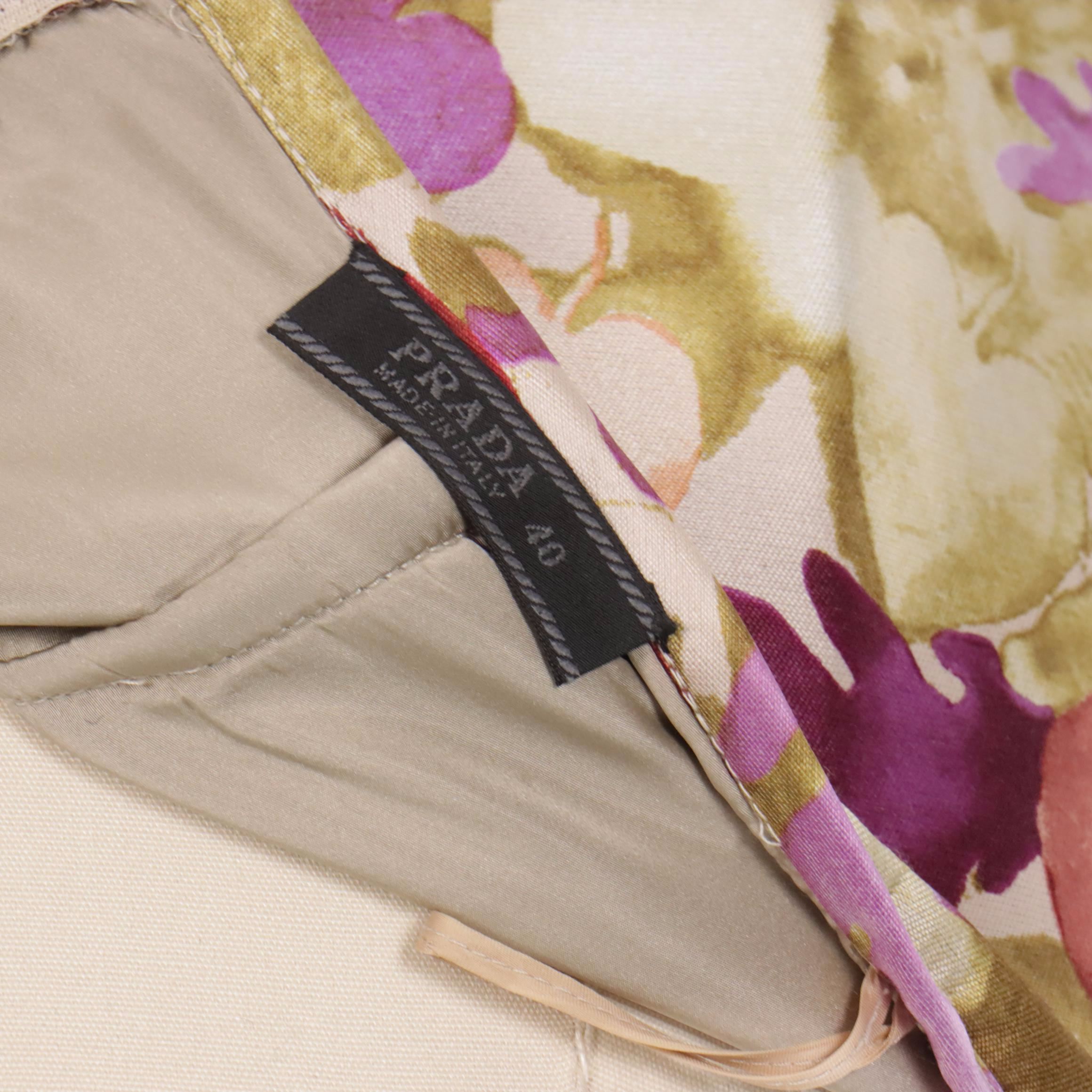 Prada Leaf Motif Polyester/Wool Midi Skirt and Top Set, 1999