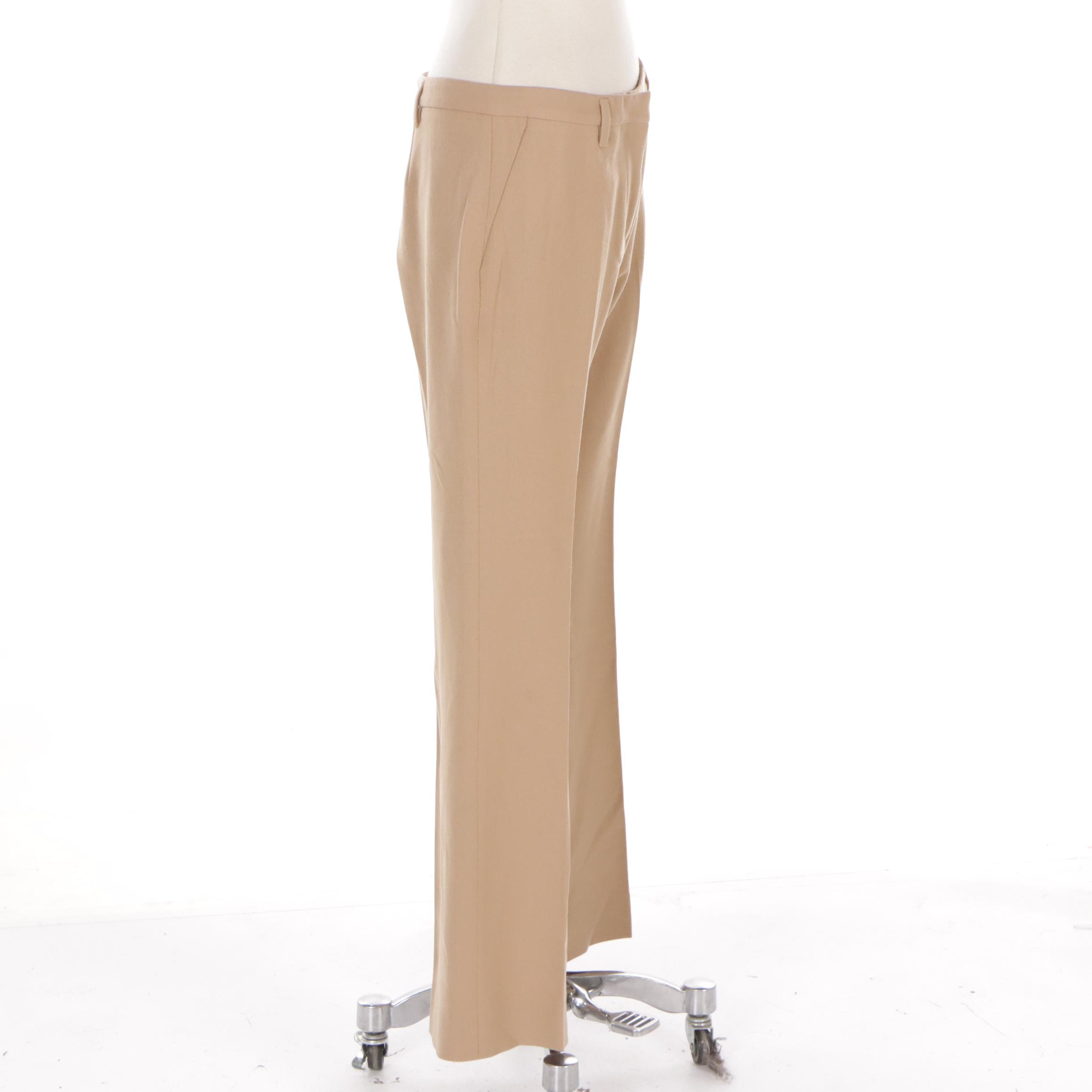 Prada Wool Blend Flat Front Trousers