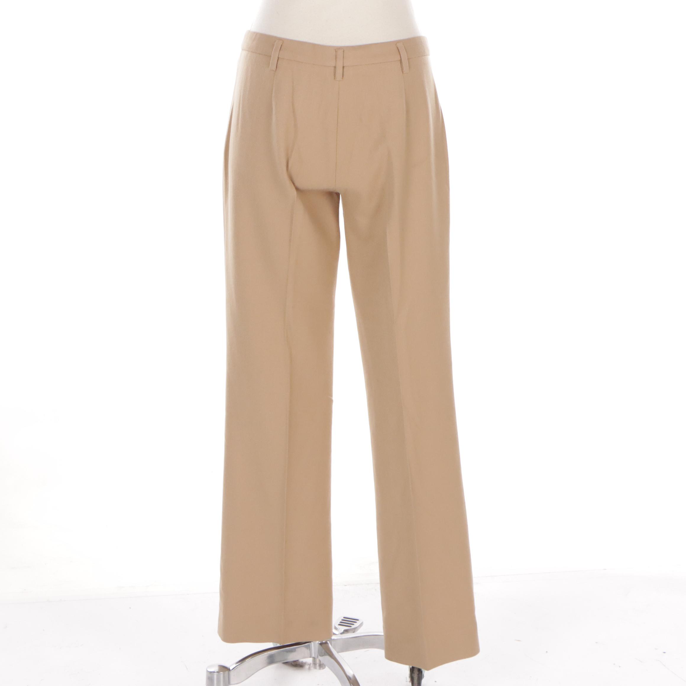 Prada Wool Blend Flat Front Trousers