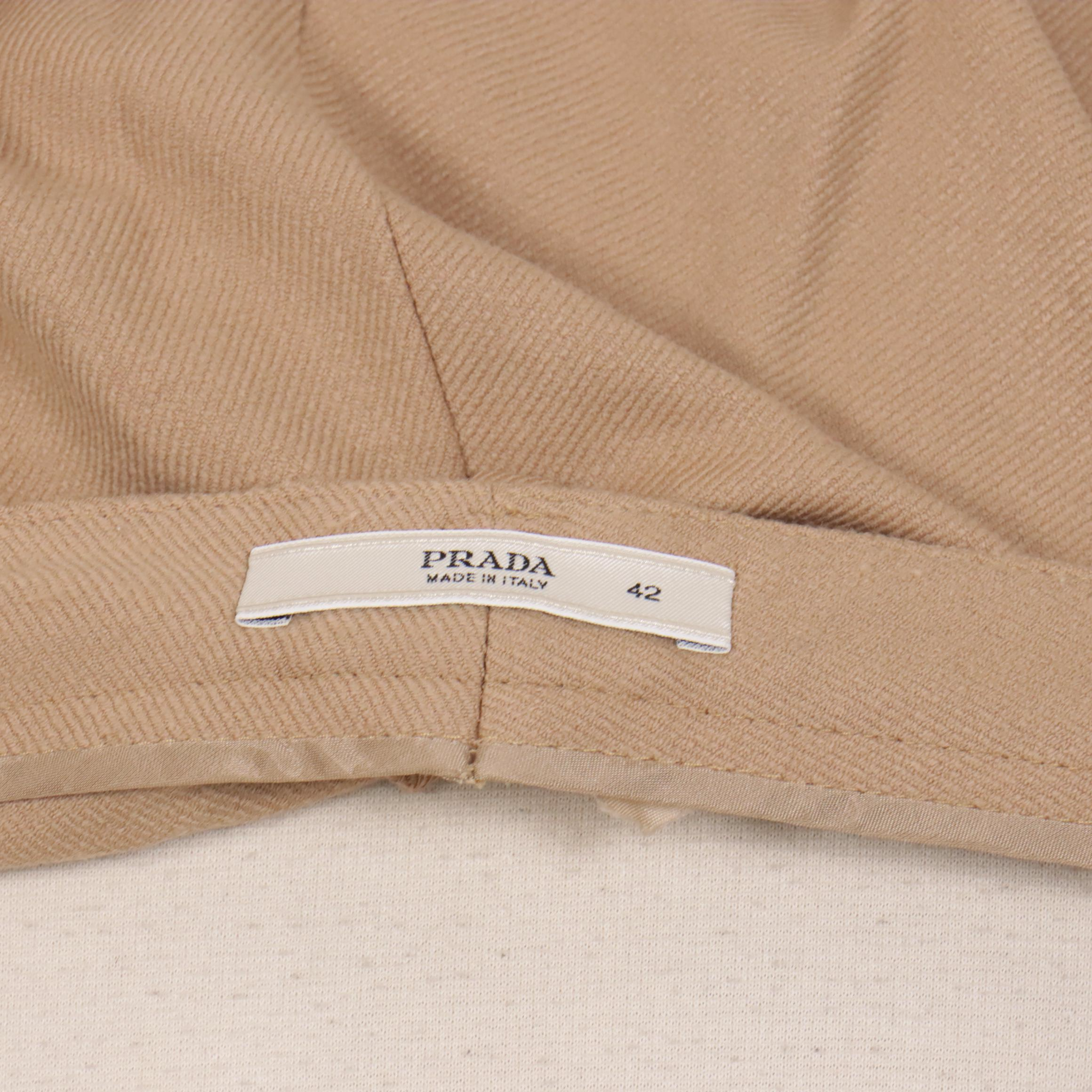 Prada Wool Blend Flat Front Trousers