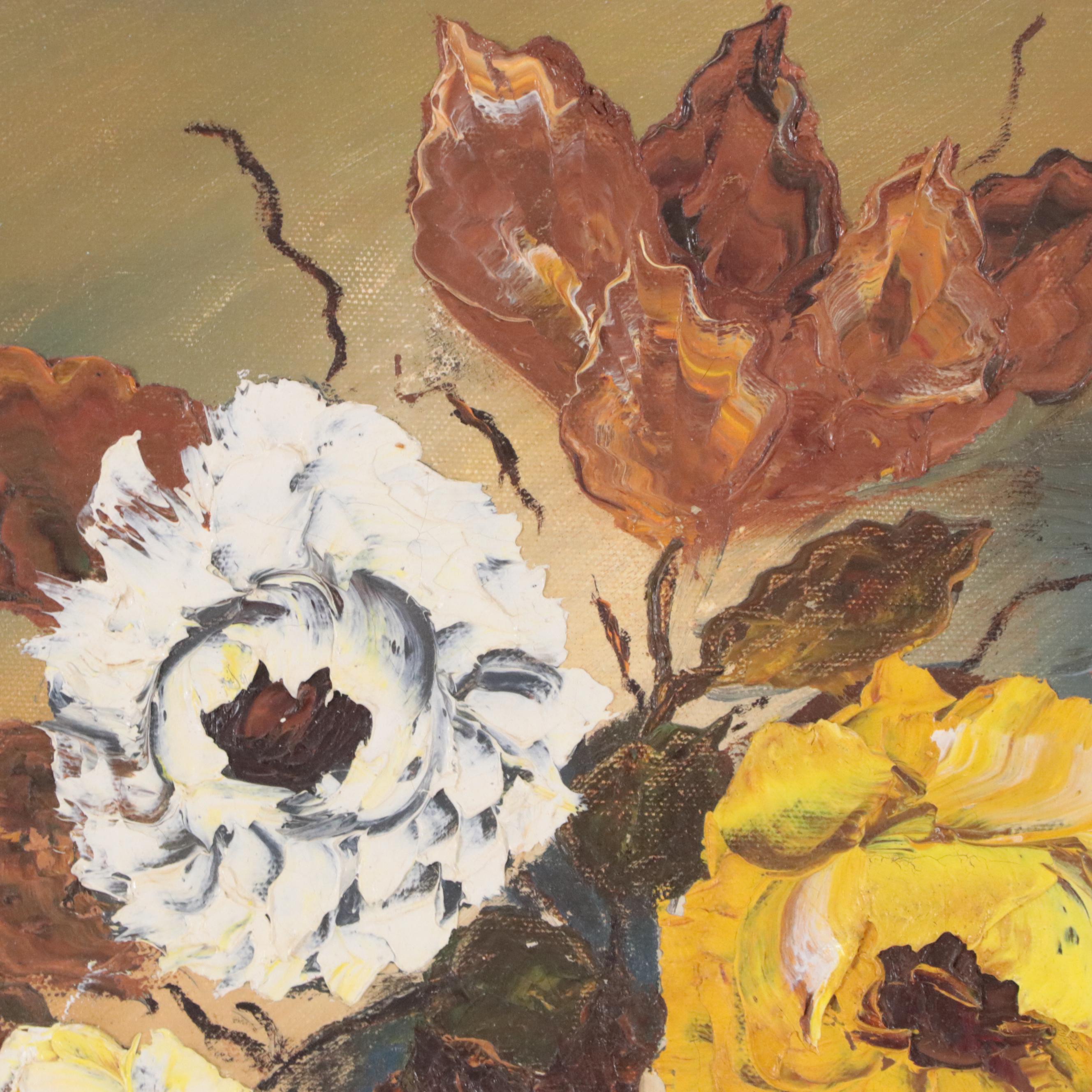 K. Hohman Impasto Oil Painting of Still Life with Flowers