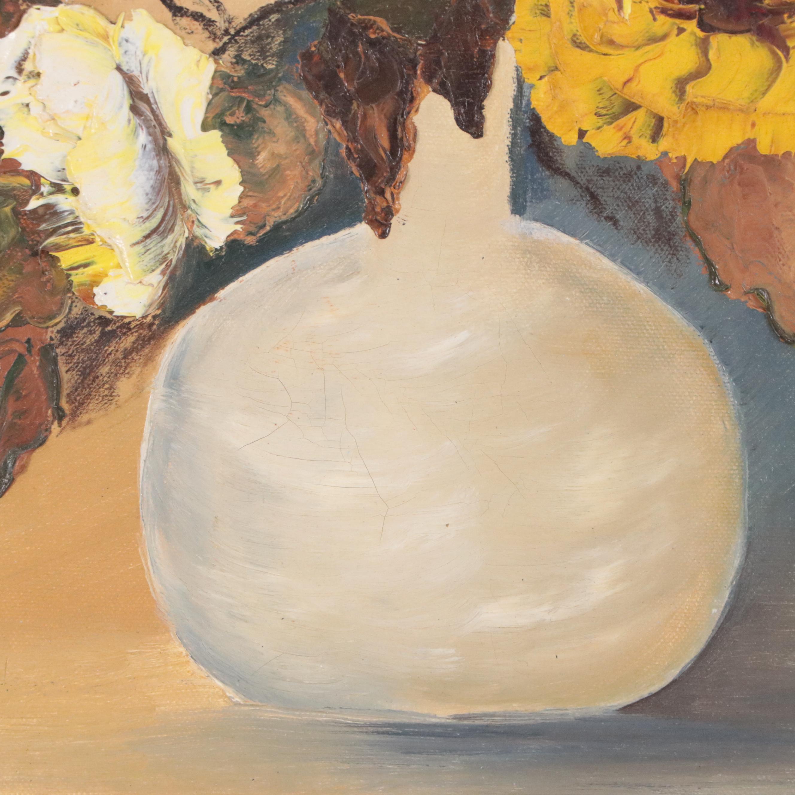 K. Hohman Impasto Oil Painting of Still Life with Flowers