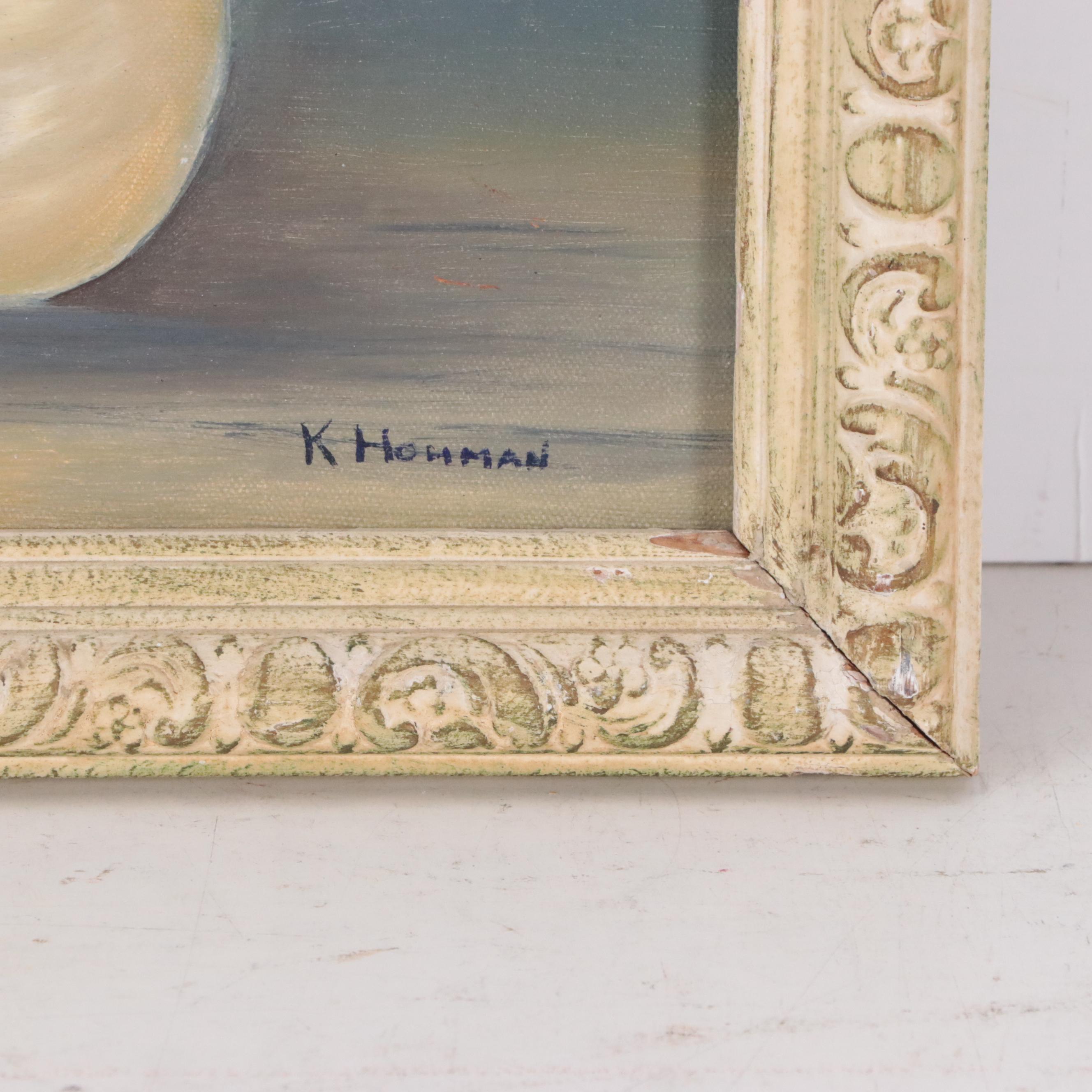 K. Hohman Impasto Oil Painting of Still Life with Flowers