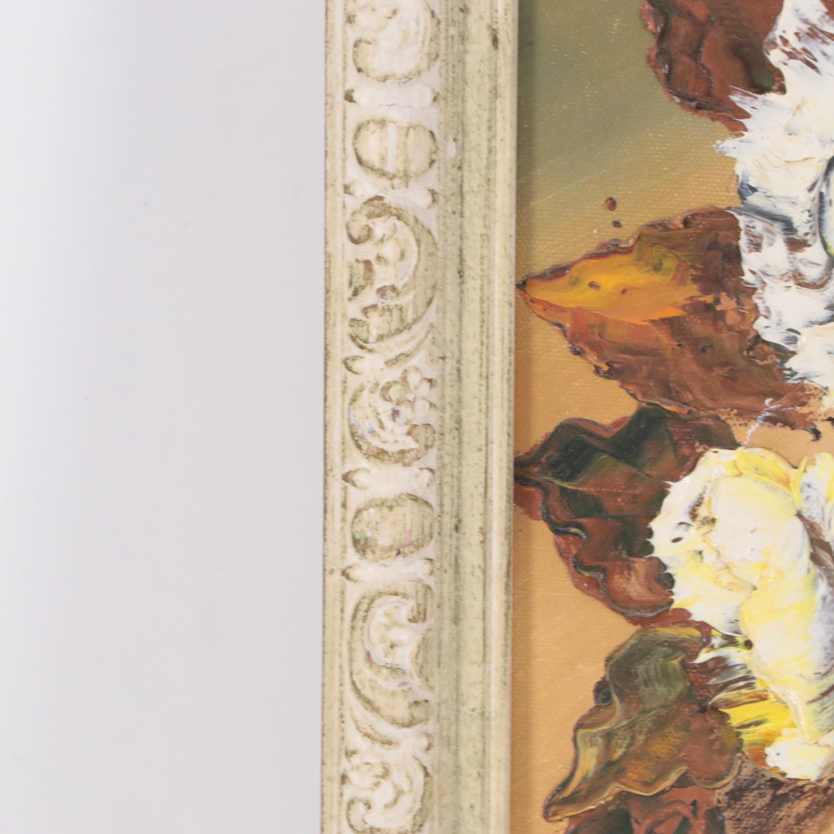 K. Hohman Impasto Oil Painting of Still Life with Flowers