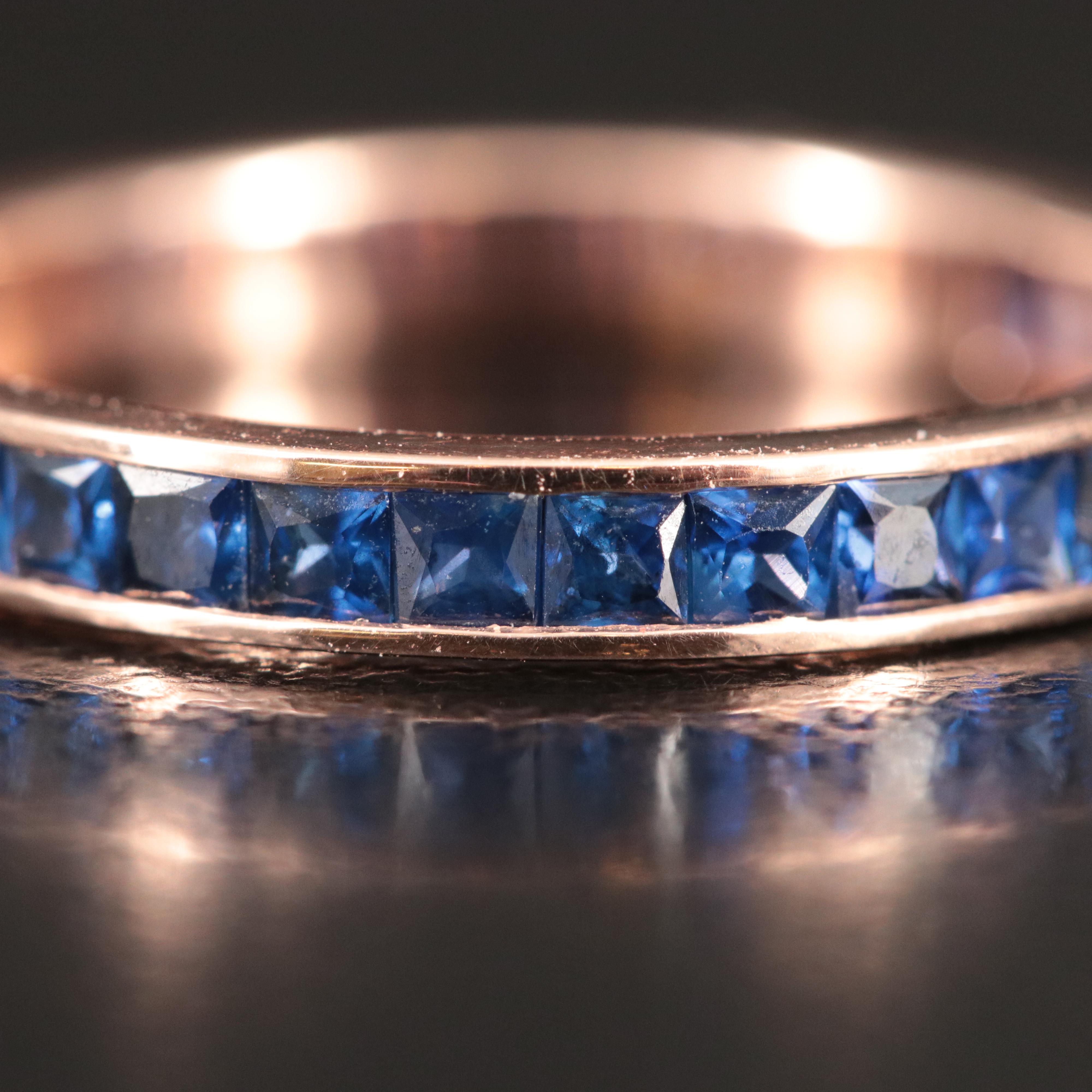 14K Rose Gold Channel Set Sapphire Band
