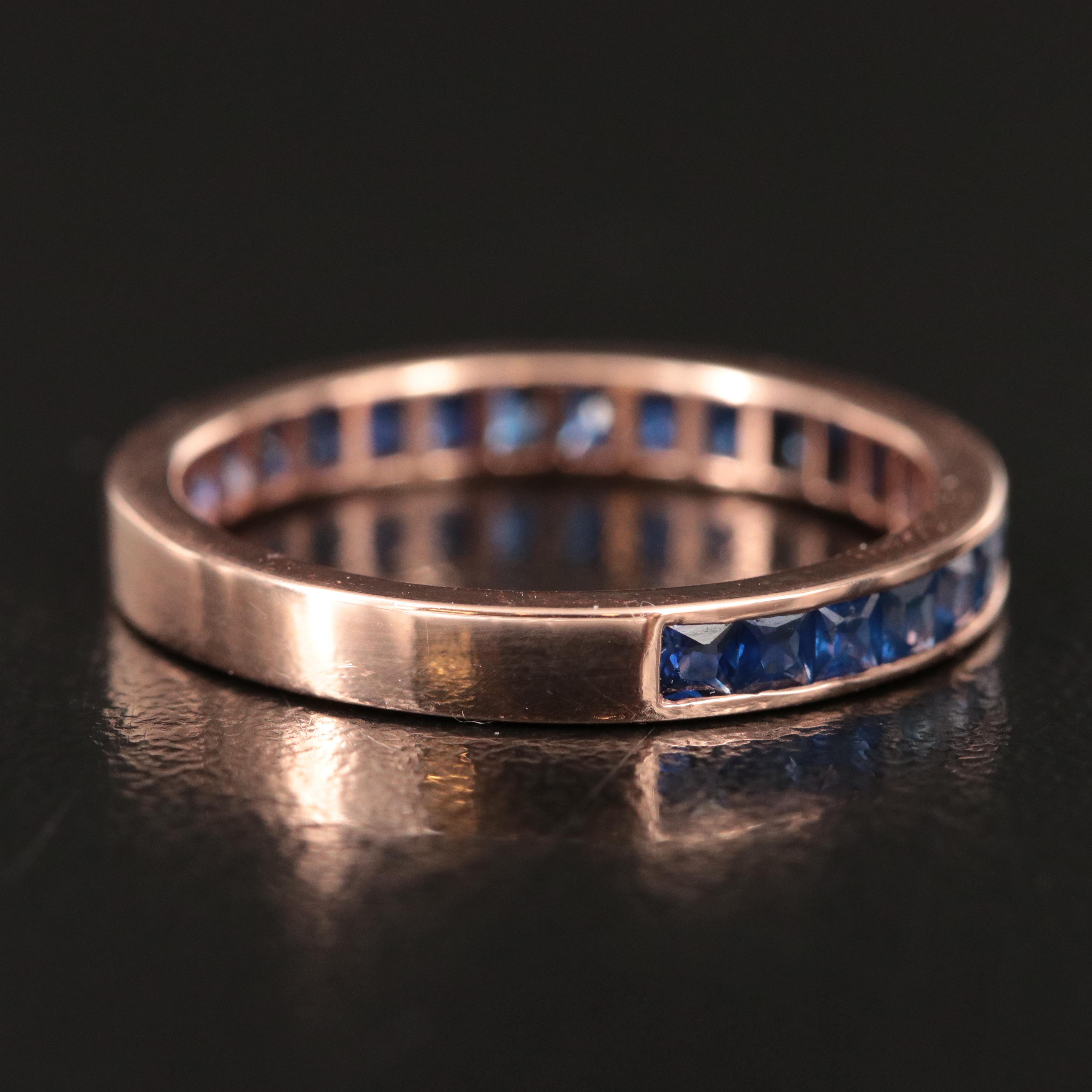 14K Rose Gold Channel Set Sapphire Band