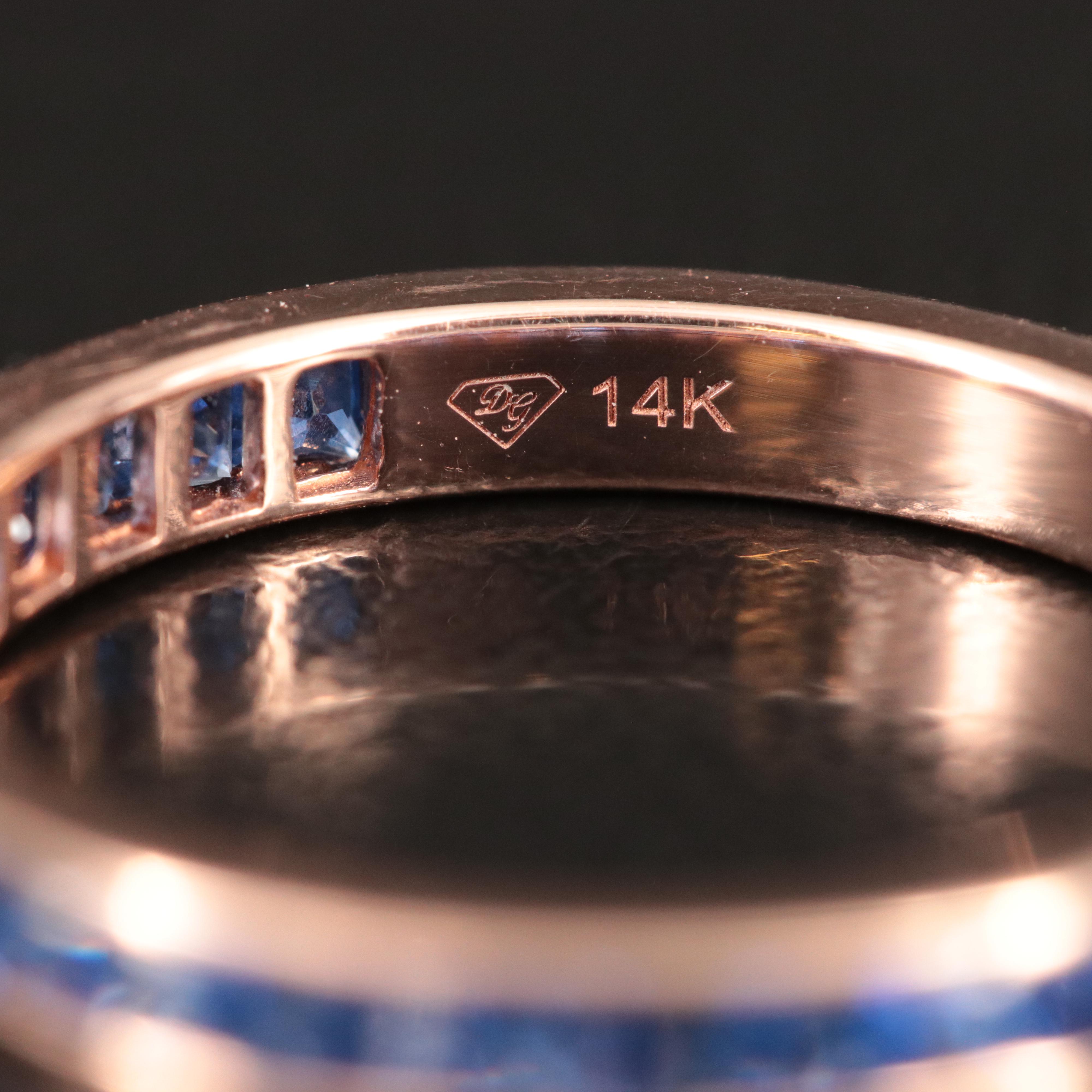 14K Rose Gold Channel Set Sapphire Band