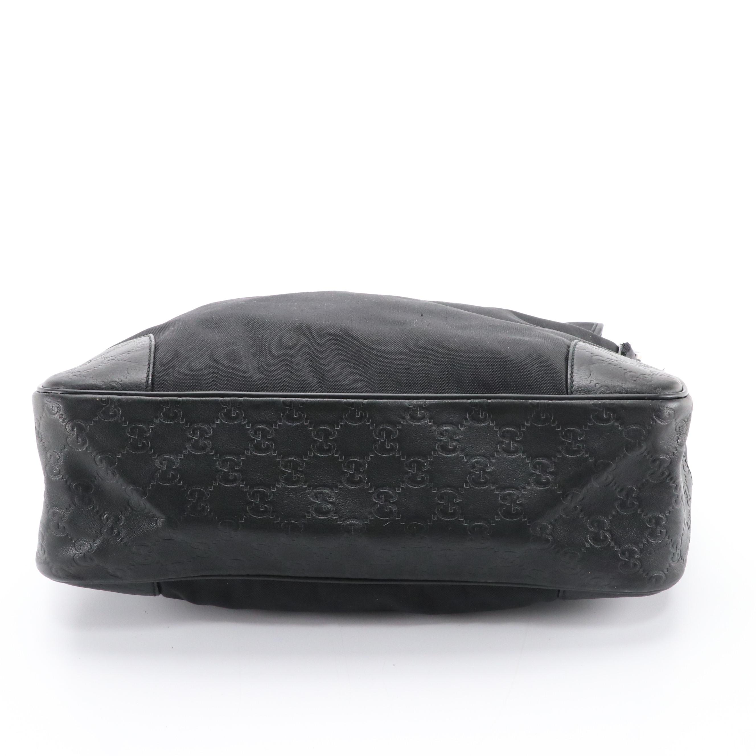Gucci Front-Flap Messenger Bag in Black Canvas and Guccissima Leather Trim