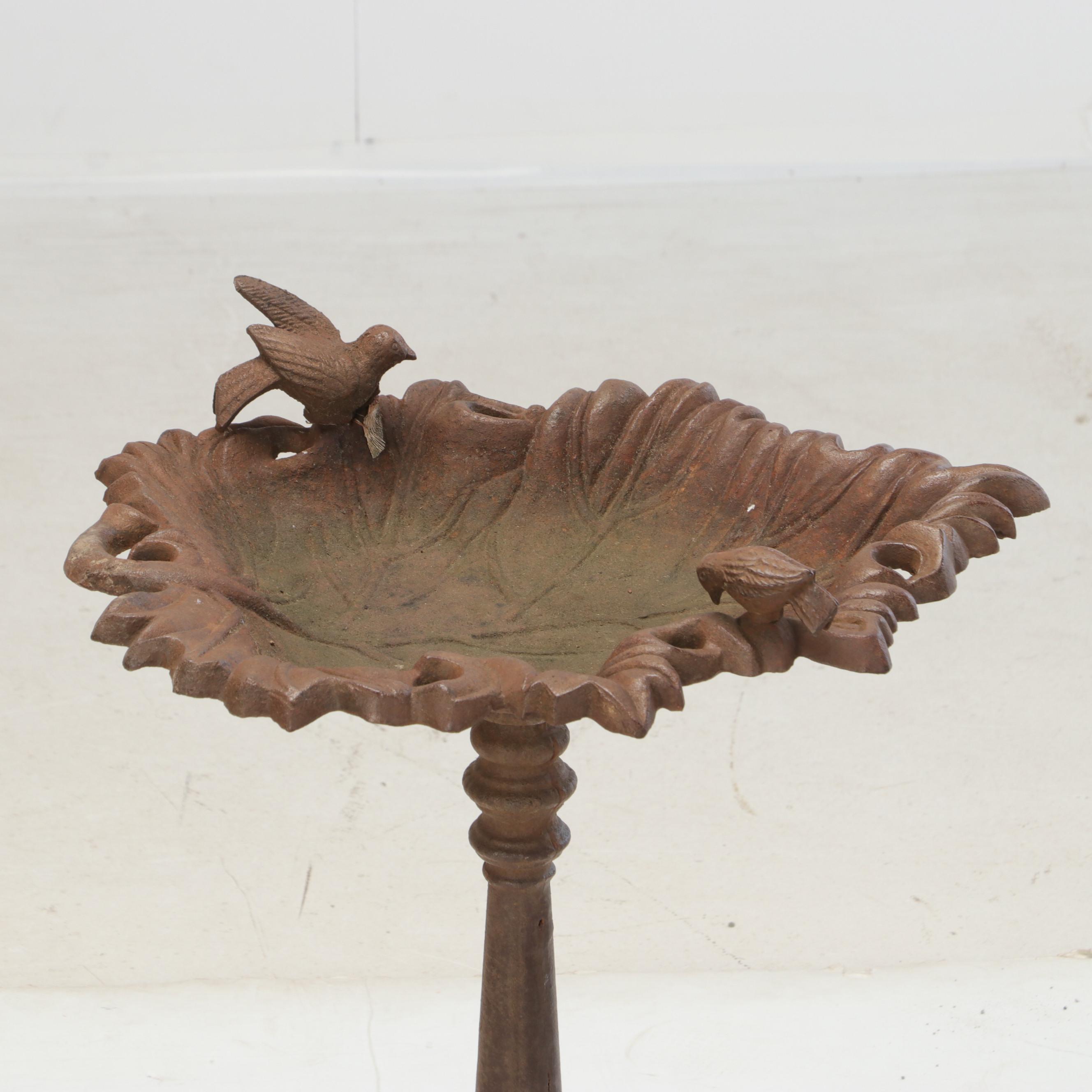 Cast Iron Leaf-Shaped Bird Bath